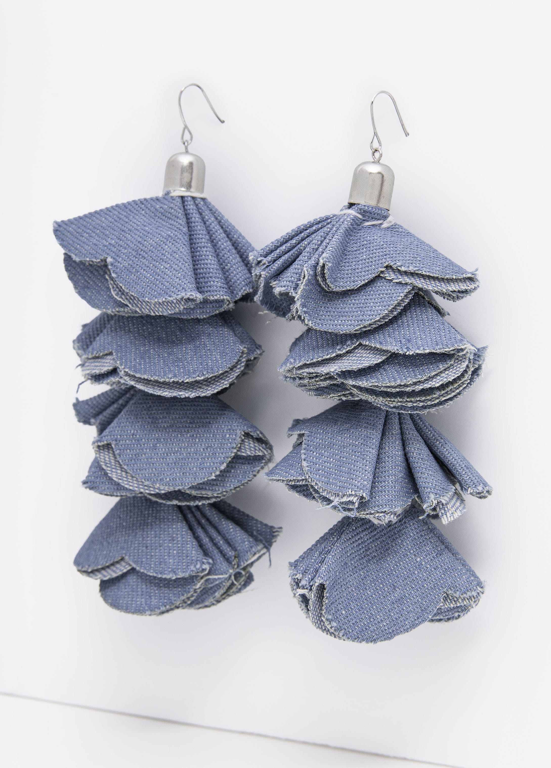 Denim Petal Earrings - Image 2