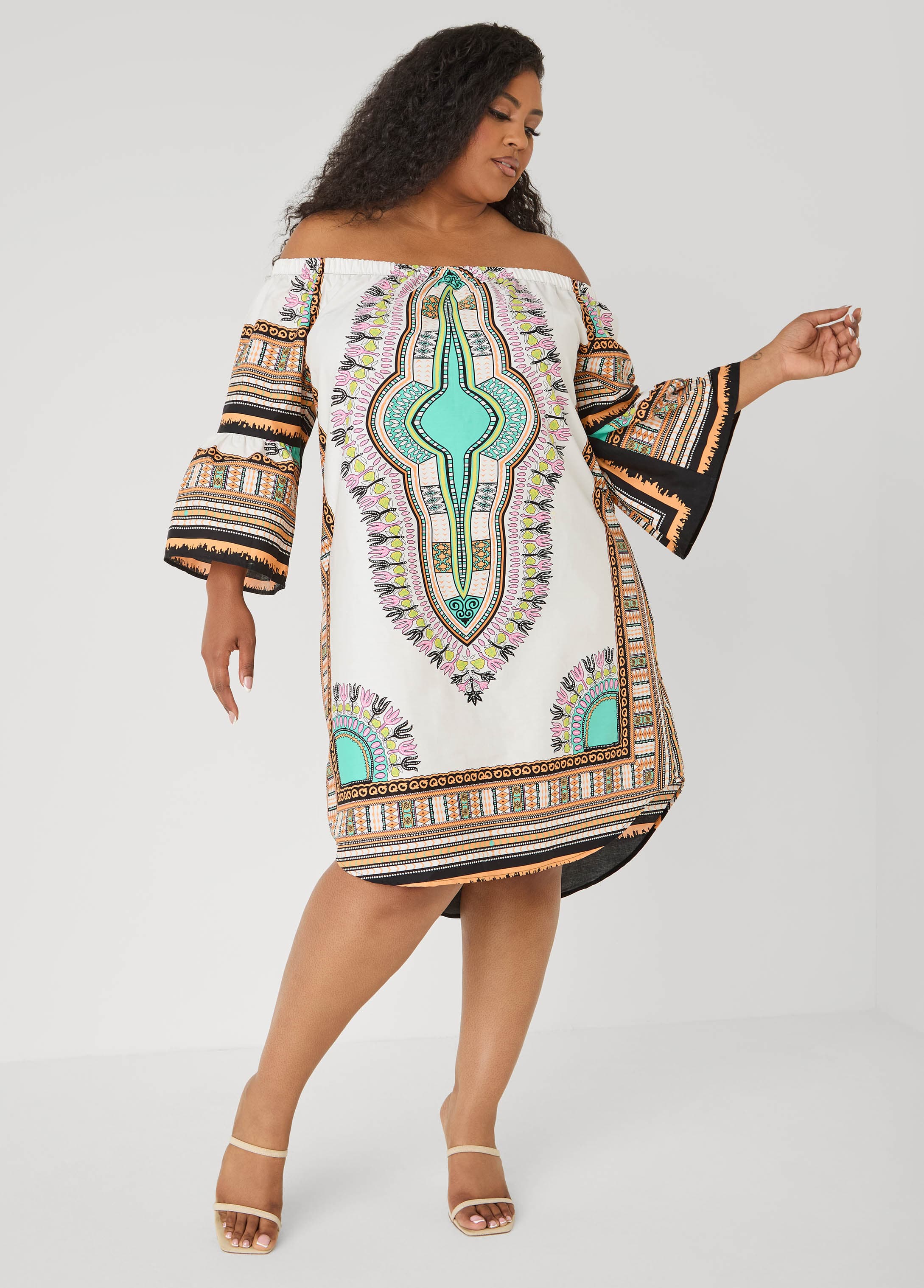 Off The Shoulder Printed Dress - Image 3