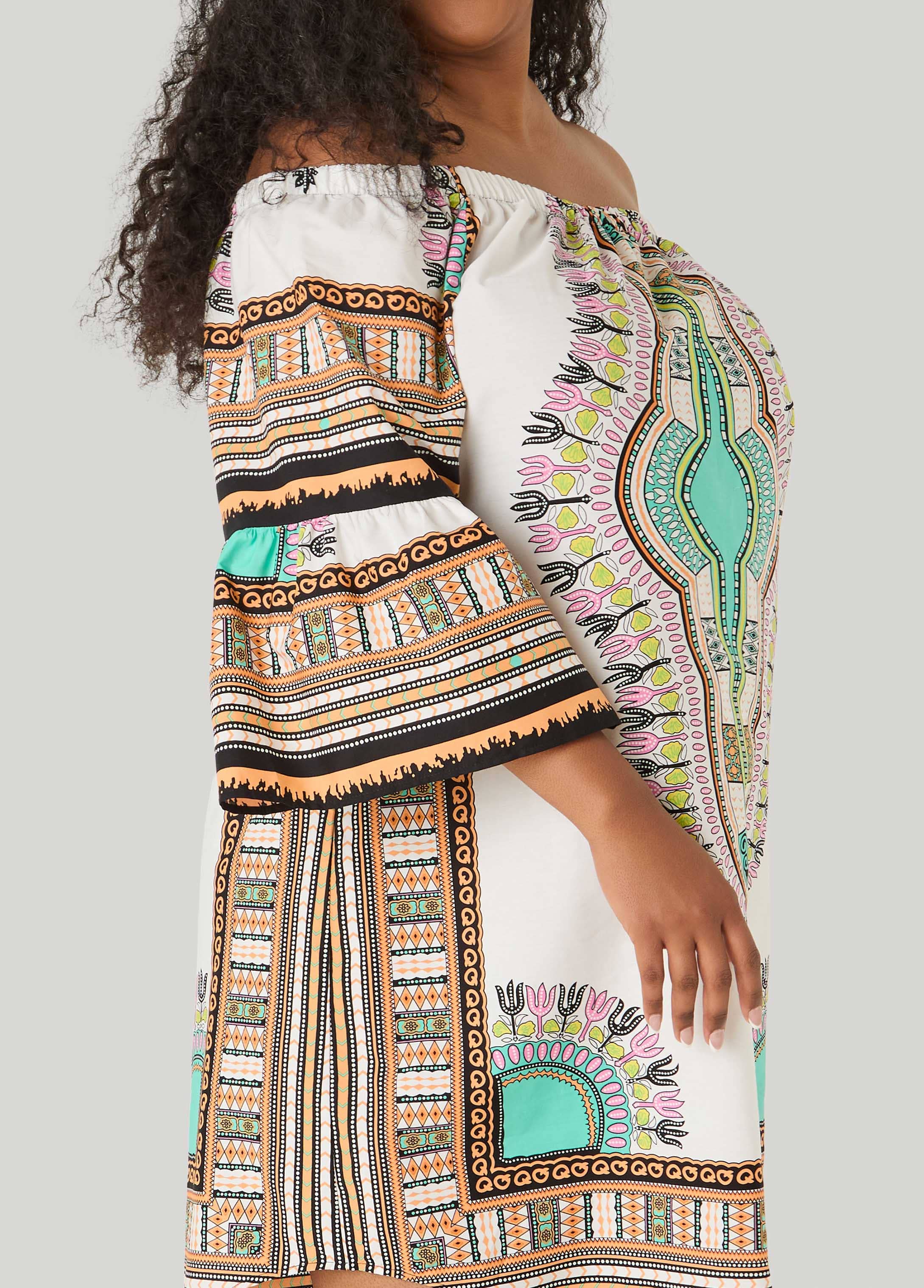 Off The Shoulder Printed Dress - Image 4