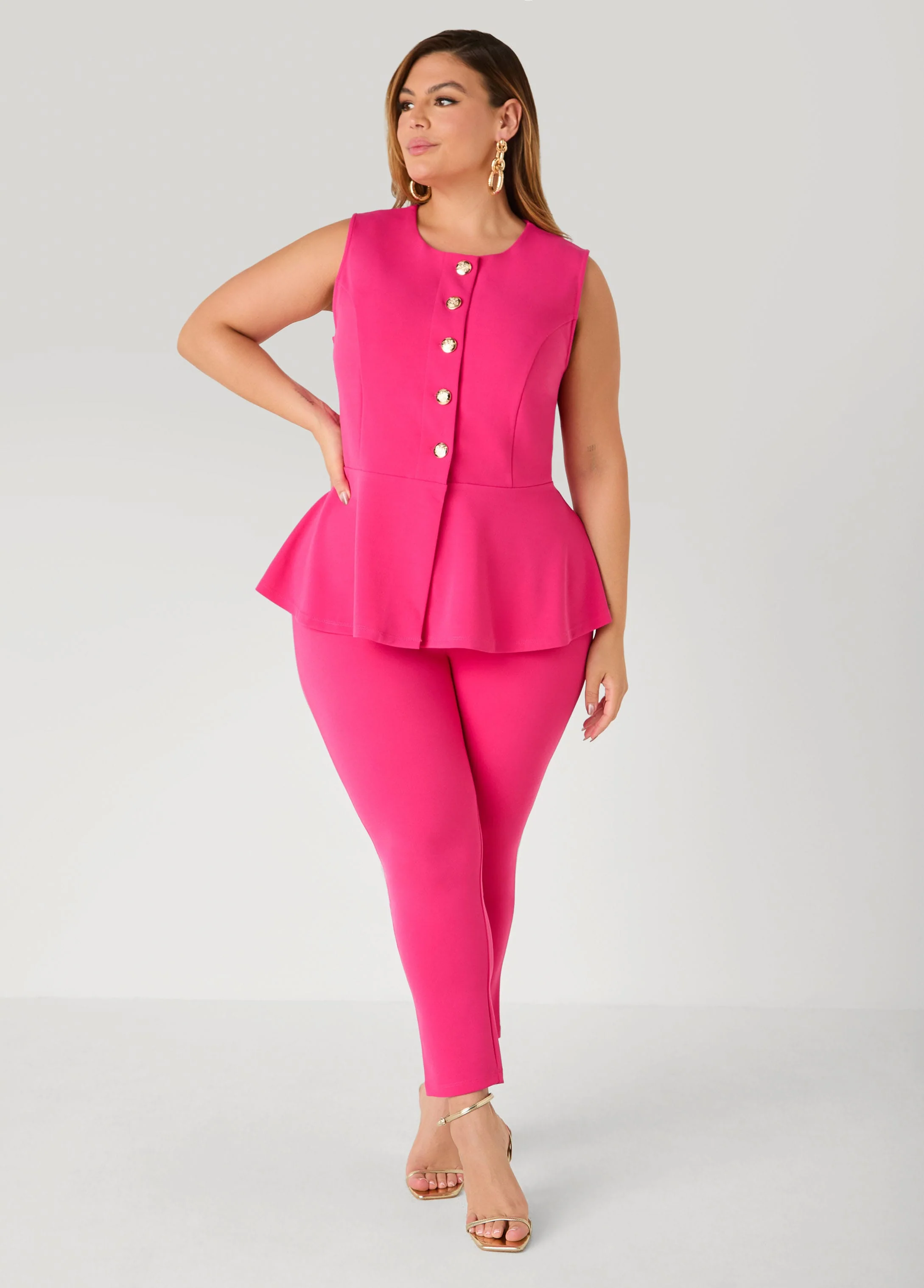 Button Front Peplum Vest - Image 3