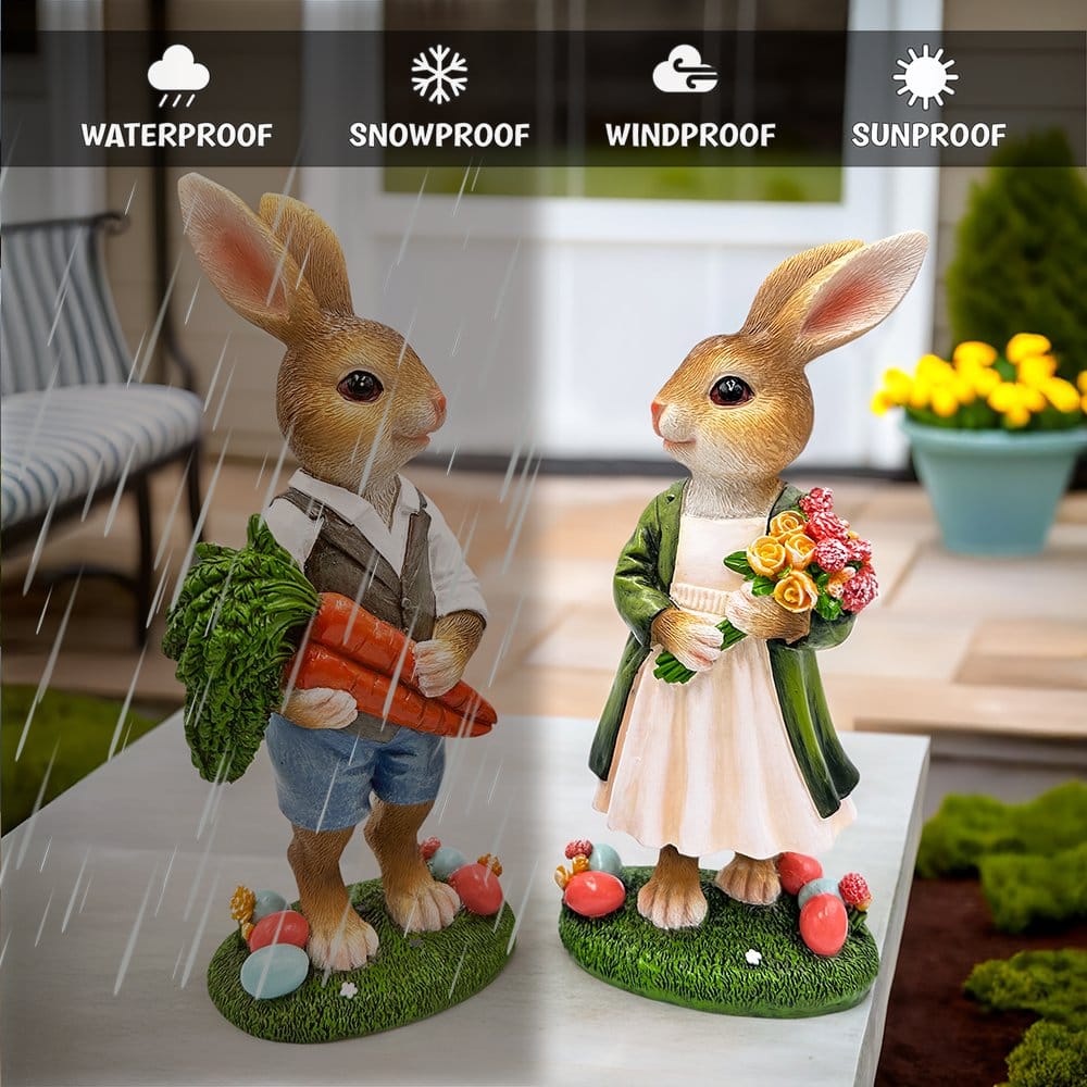 Harvest and Bloom Country Bunny Figurine Set - Image 4