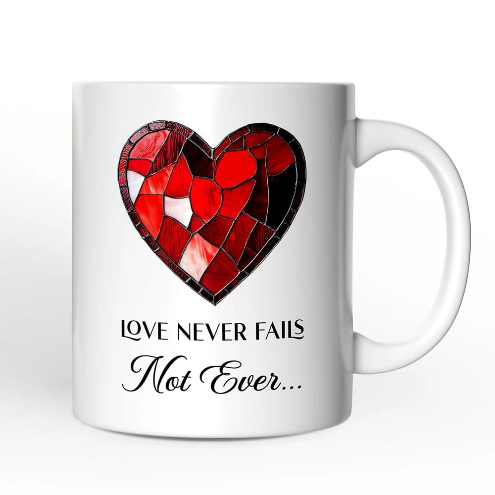 Love Never Fails Ceramic Mug - Image 2