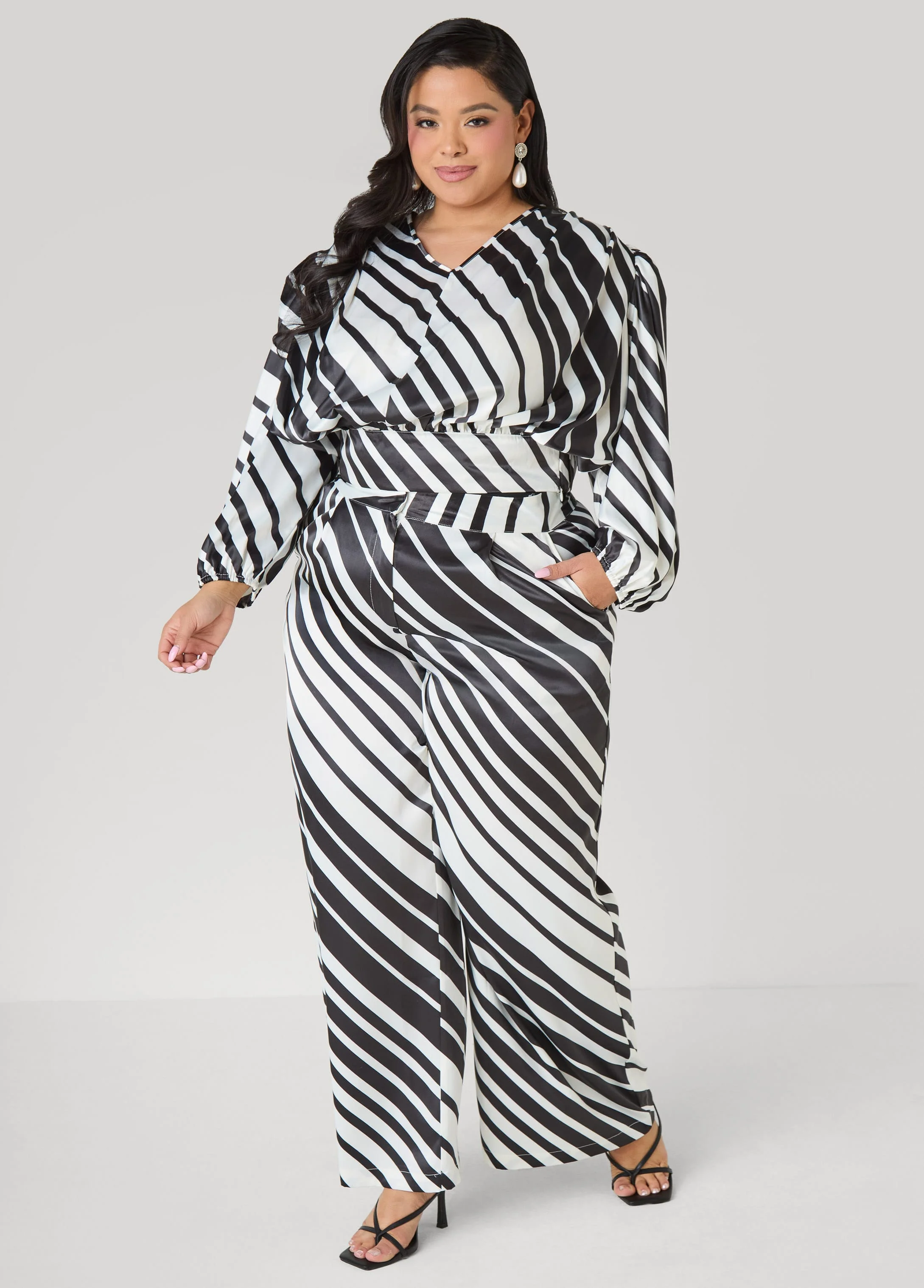 Striped Pleated Satin Pants - Image 3