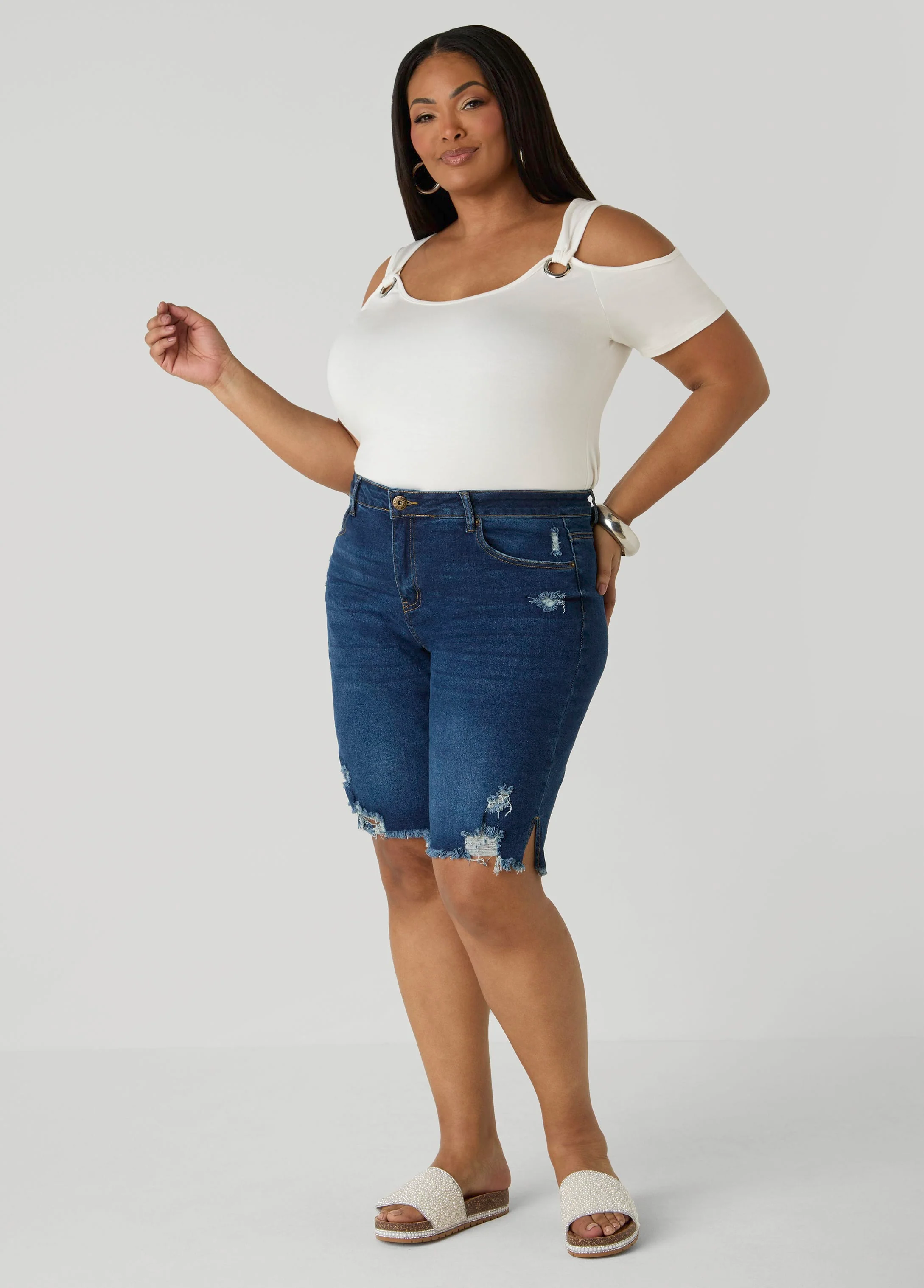 Distressed Denim Shorts - Image 3