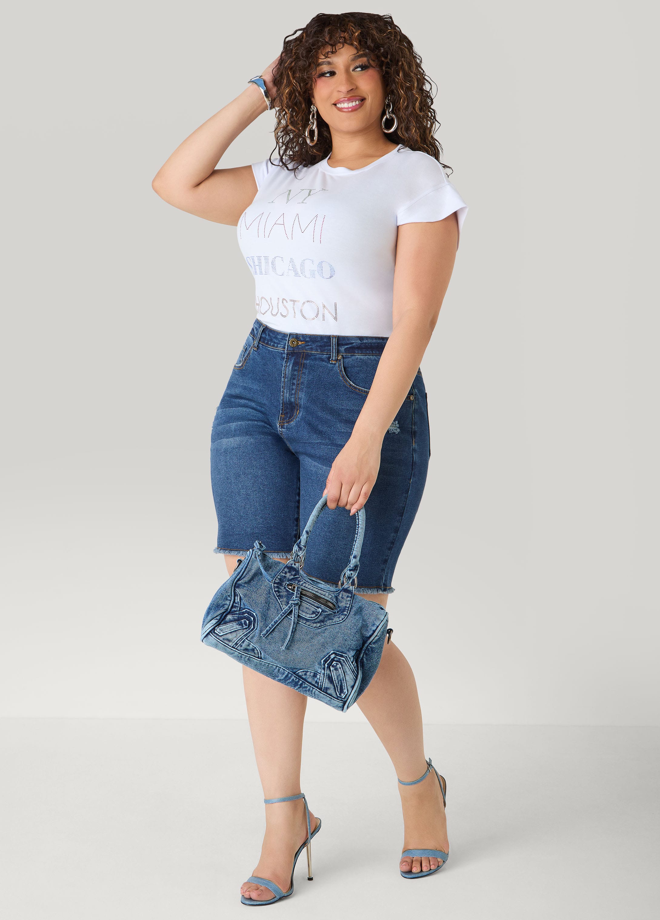 Fearless Distressed High Waist Denim Shorts - Image 4