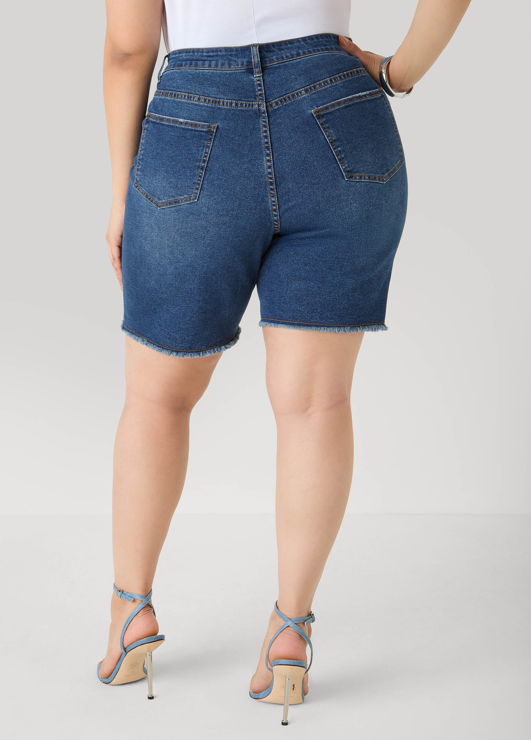 Fearless Distressed High Waist Denim Shorts - Image 6