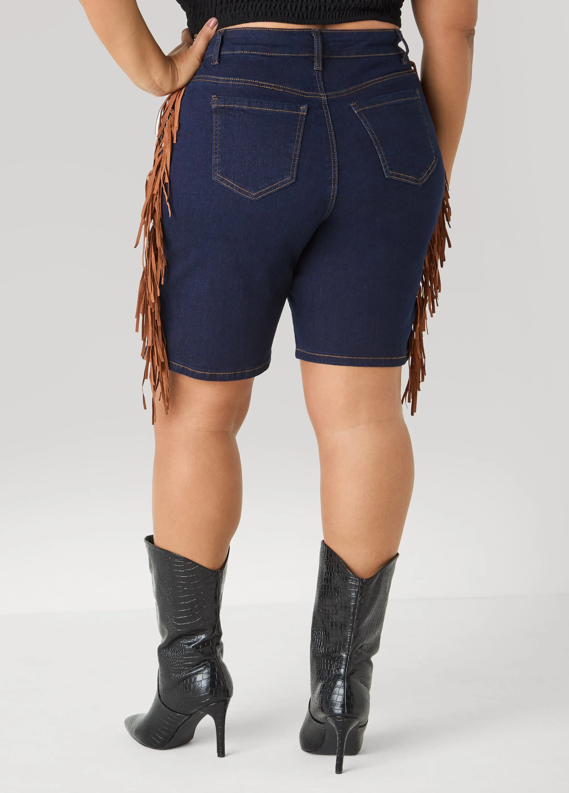Fringed Denim Shorts - Image 6