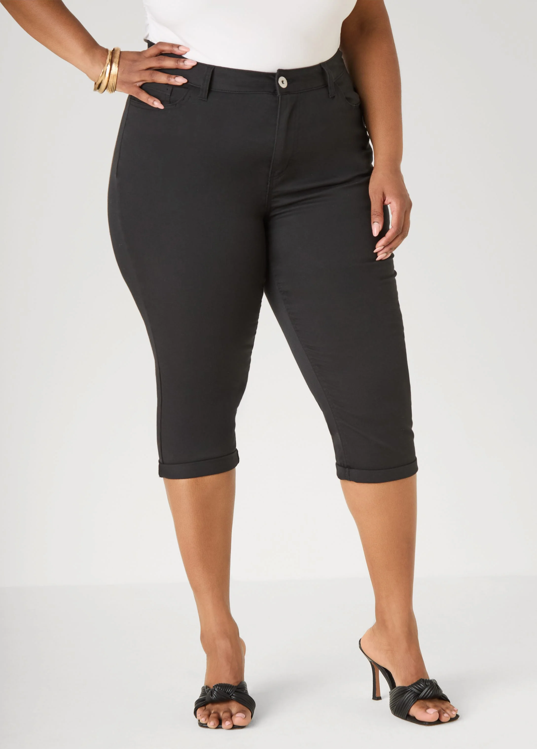 Cuffed Stretch Denim Capris - Image 11