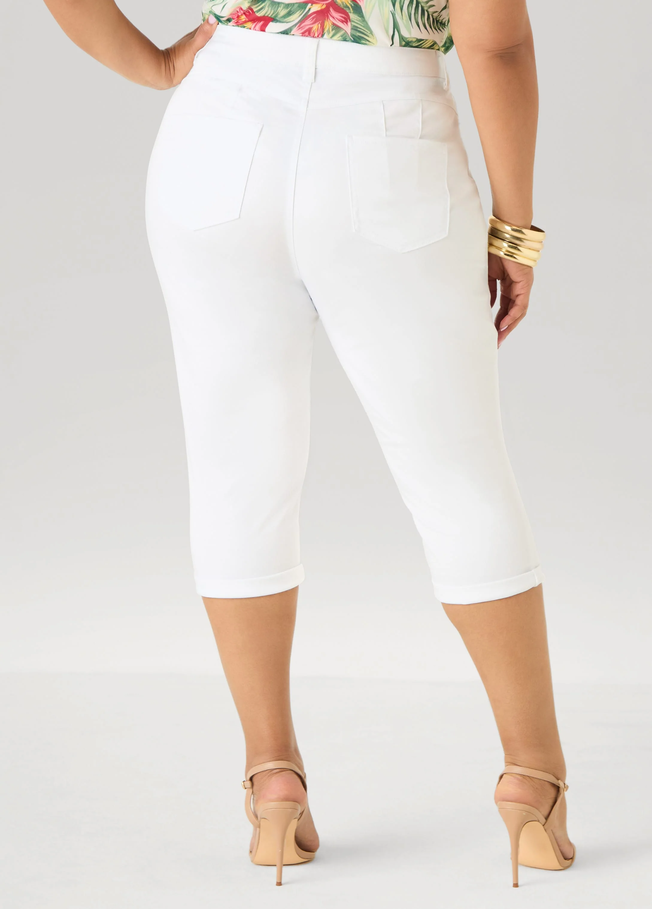 Cuffed Stretch Denim Capris - Image 5
