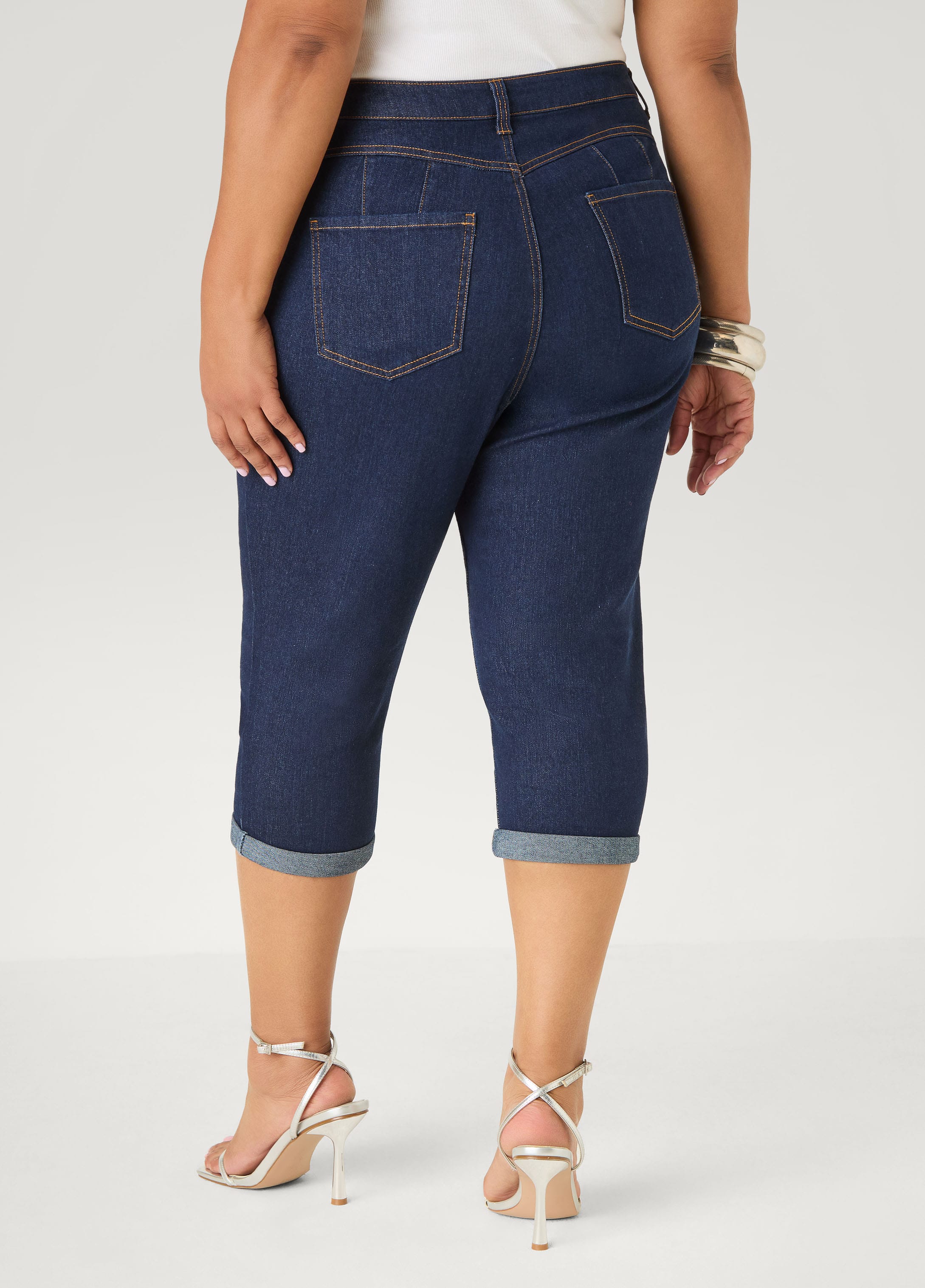 Cuffed Stretch Denim Capris - Image 9