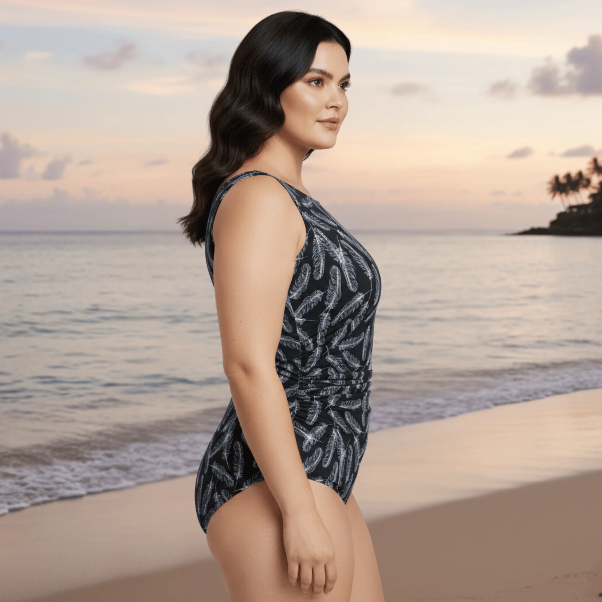 InstantFigure Feathers High Neck Swimsuit - Image 2