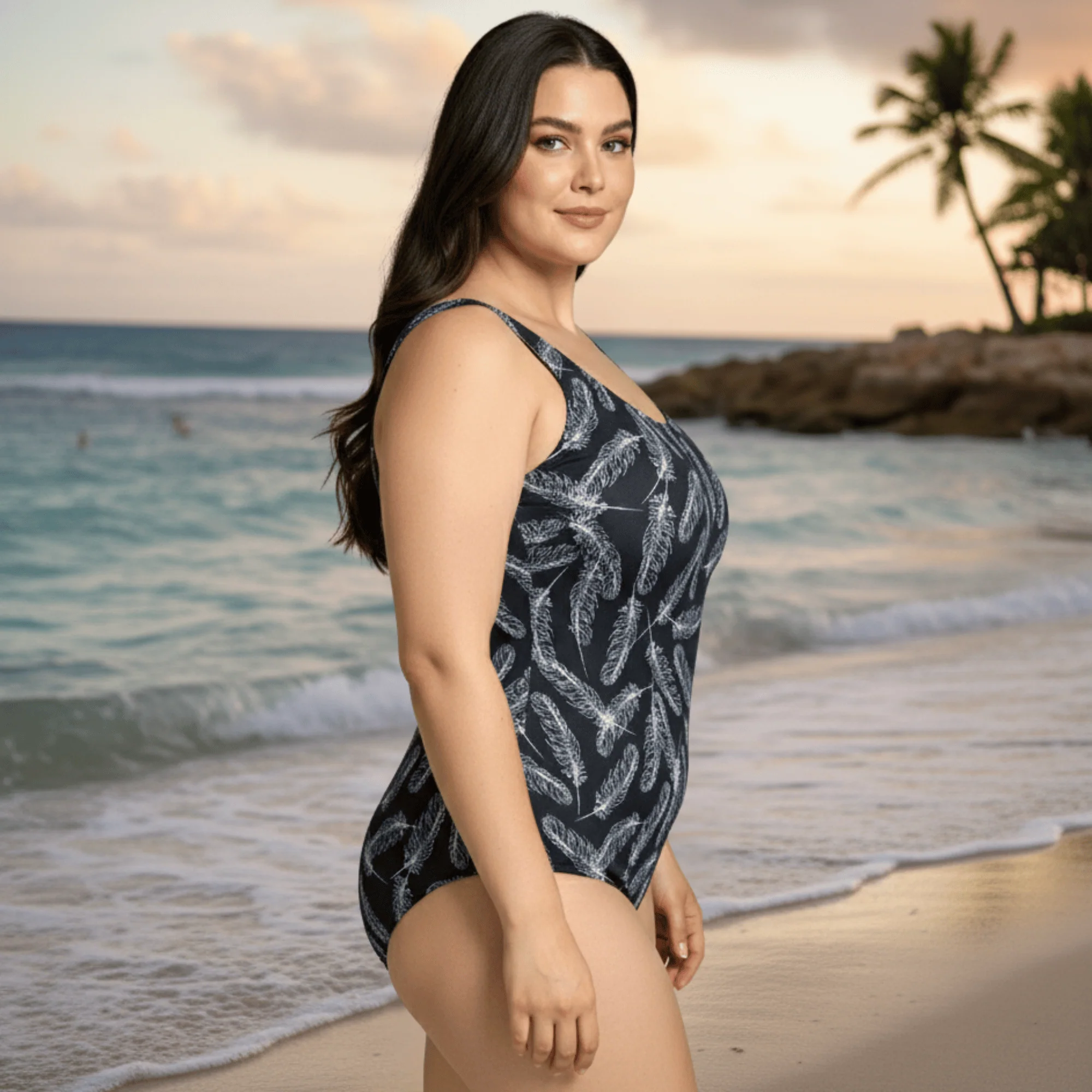 InstantFigure Feathers Scoop Back Swimsuit - Image 3