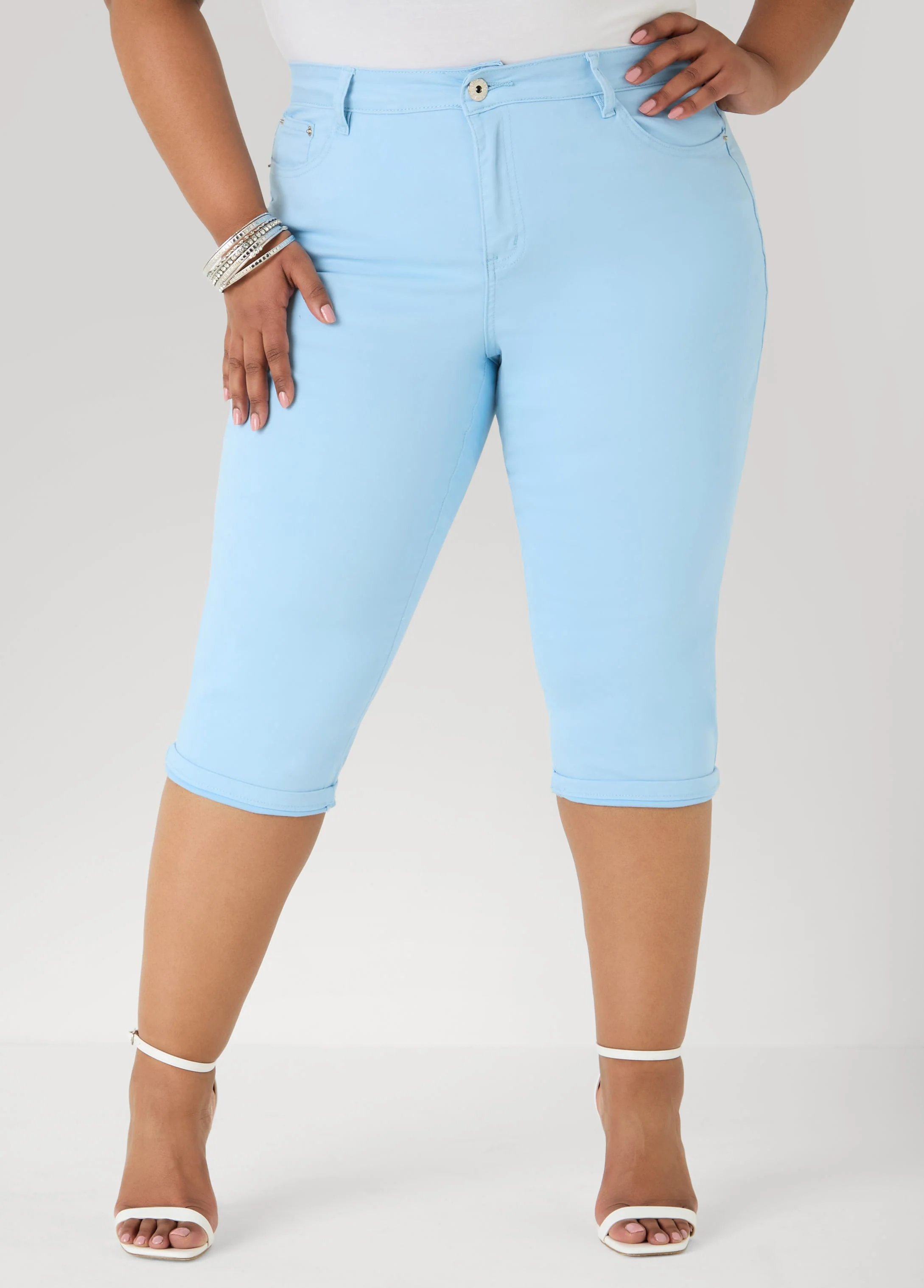 Cuffed Stretch Denim Capris - Image 4