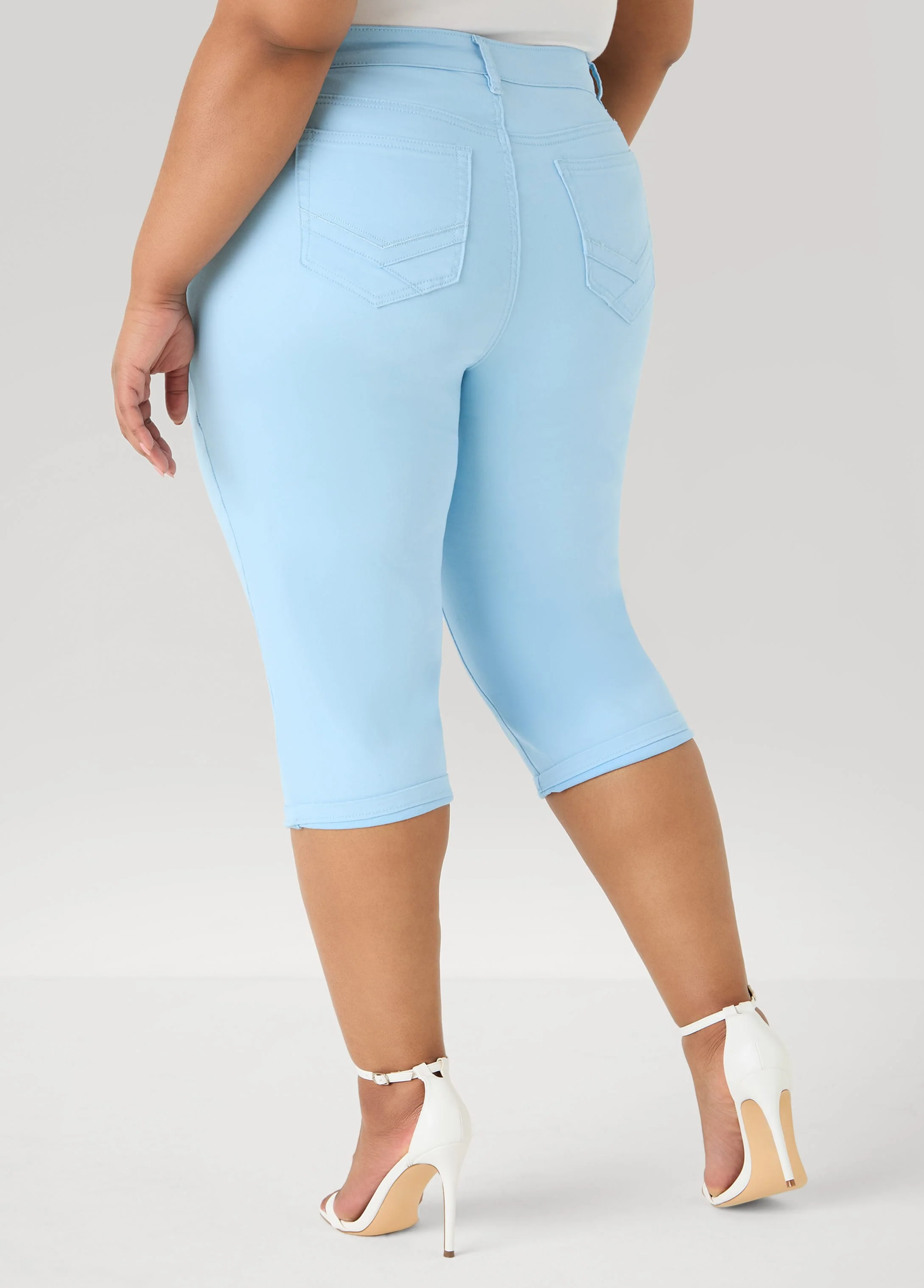 Cuffed Stretch Denim Capris - Image 5