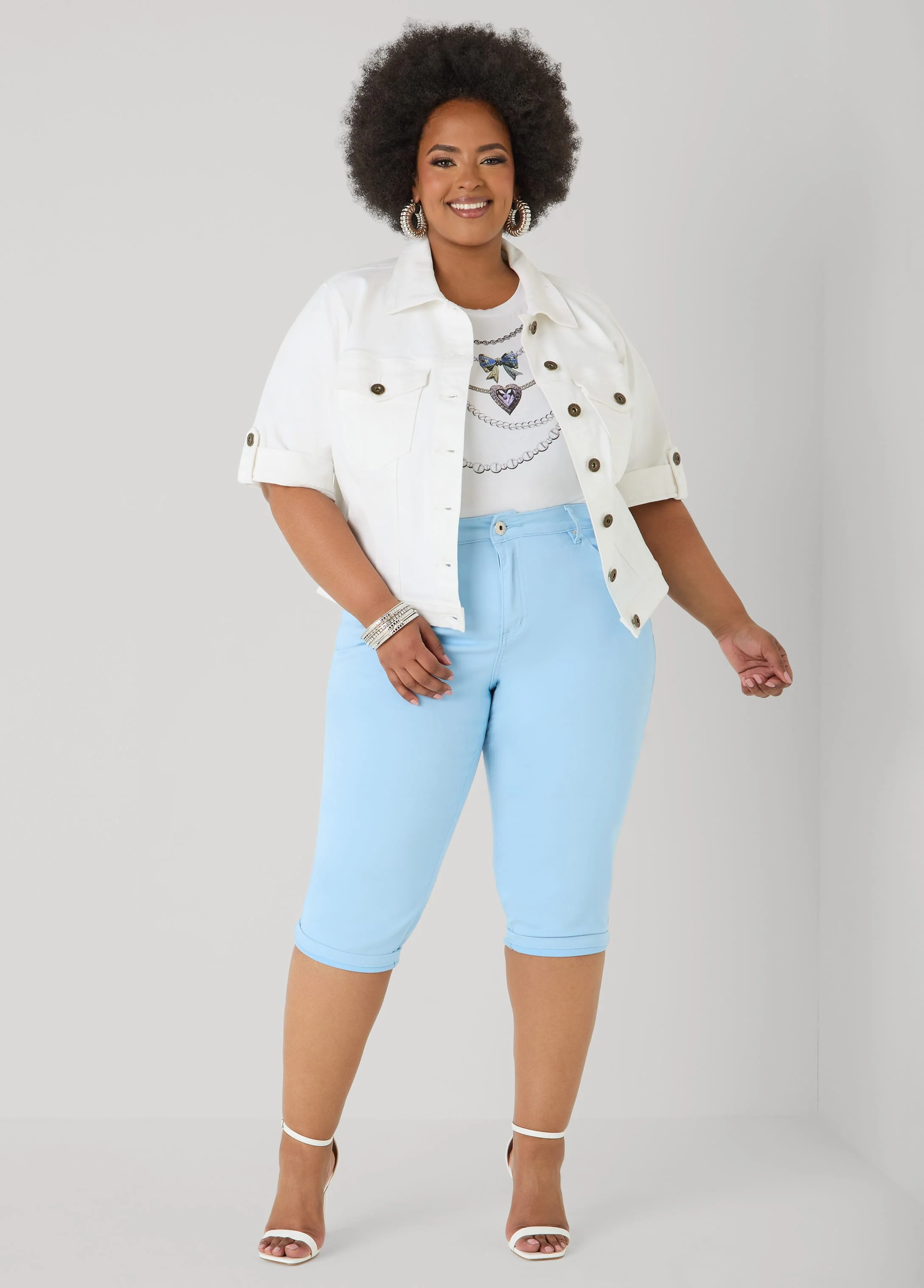 Cuffed Stretch Denim Capris - Image 6