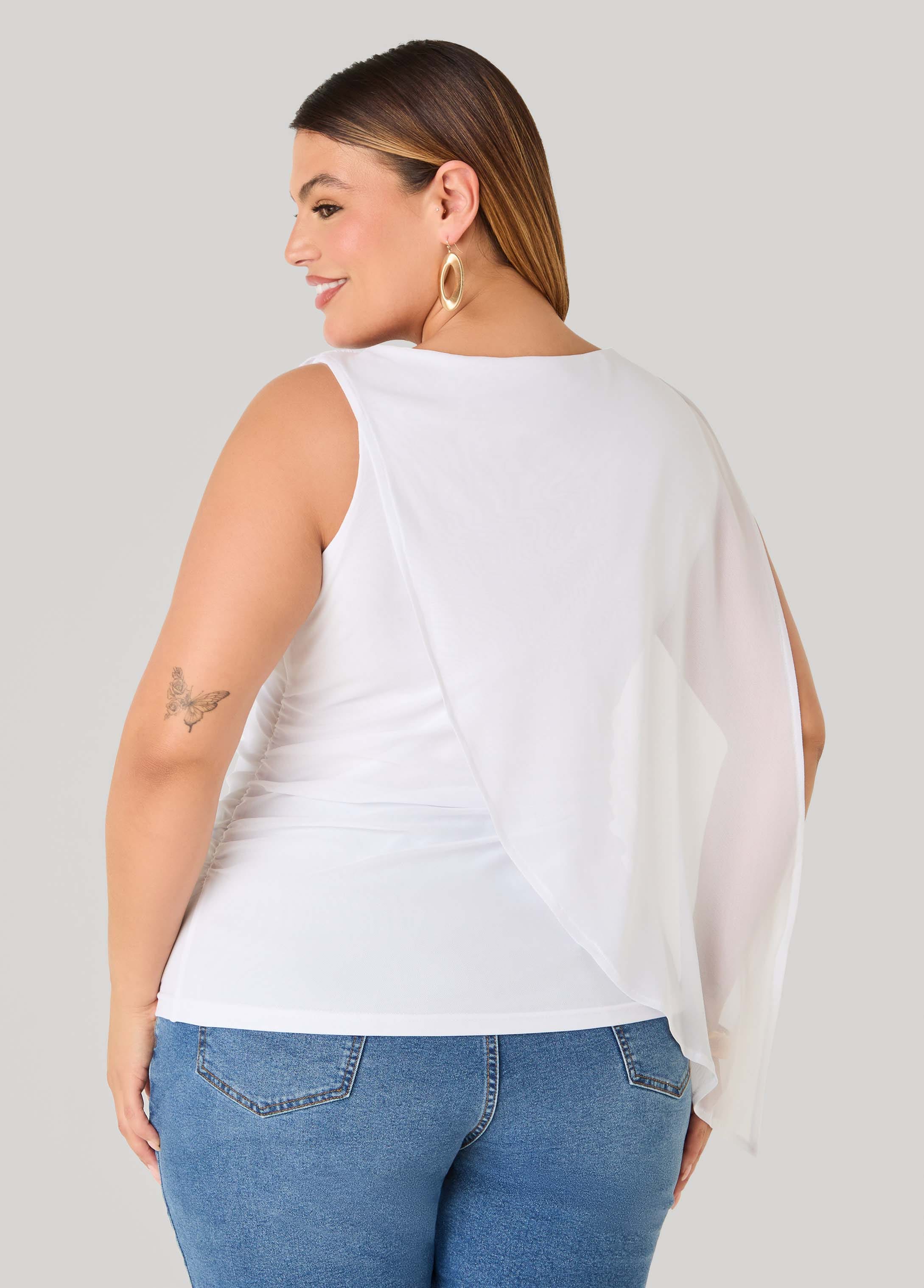 Asymmetric Draped Mesh Top - Image 7