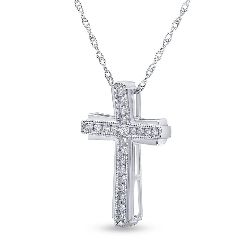 0.25 Carat Sterling Silver Lab Grown Diamond Cross Necklace - Image 3