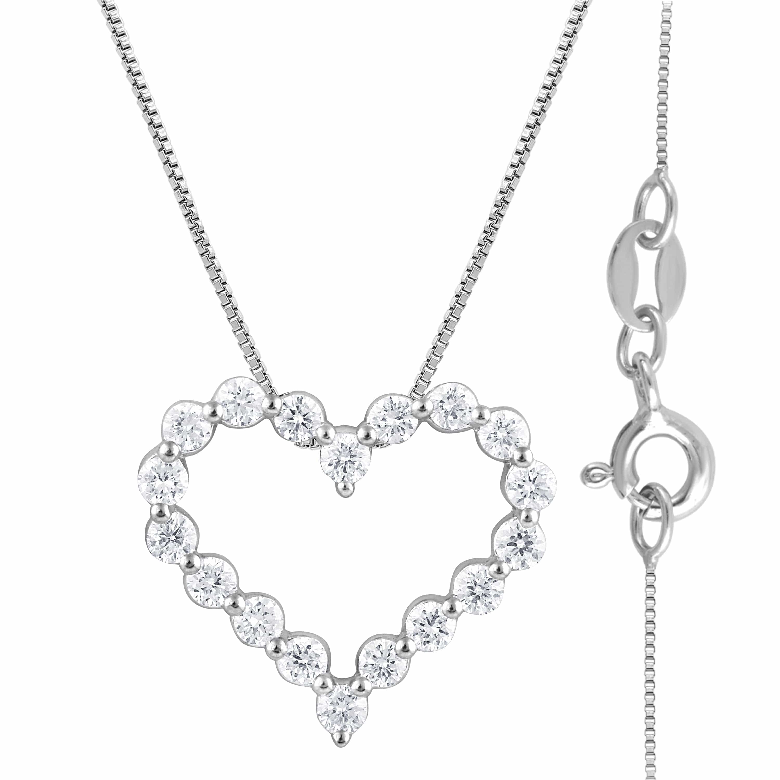 0.25 Carat Heart Lab Grown Diamond Pendant Necklace In Sterling Silver