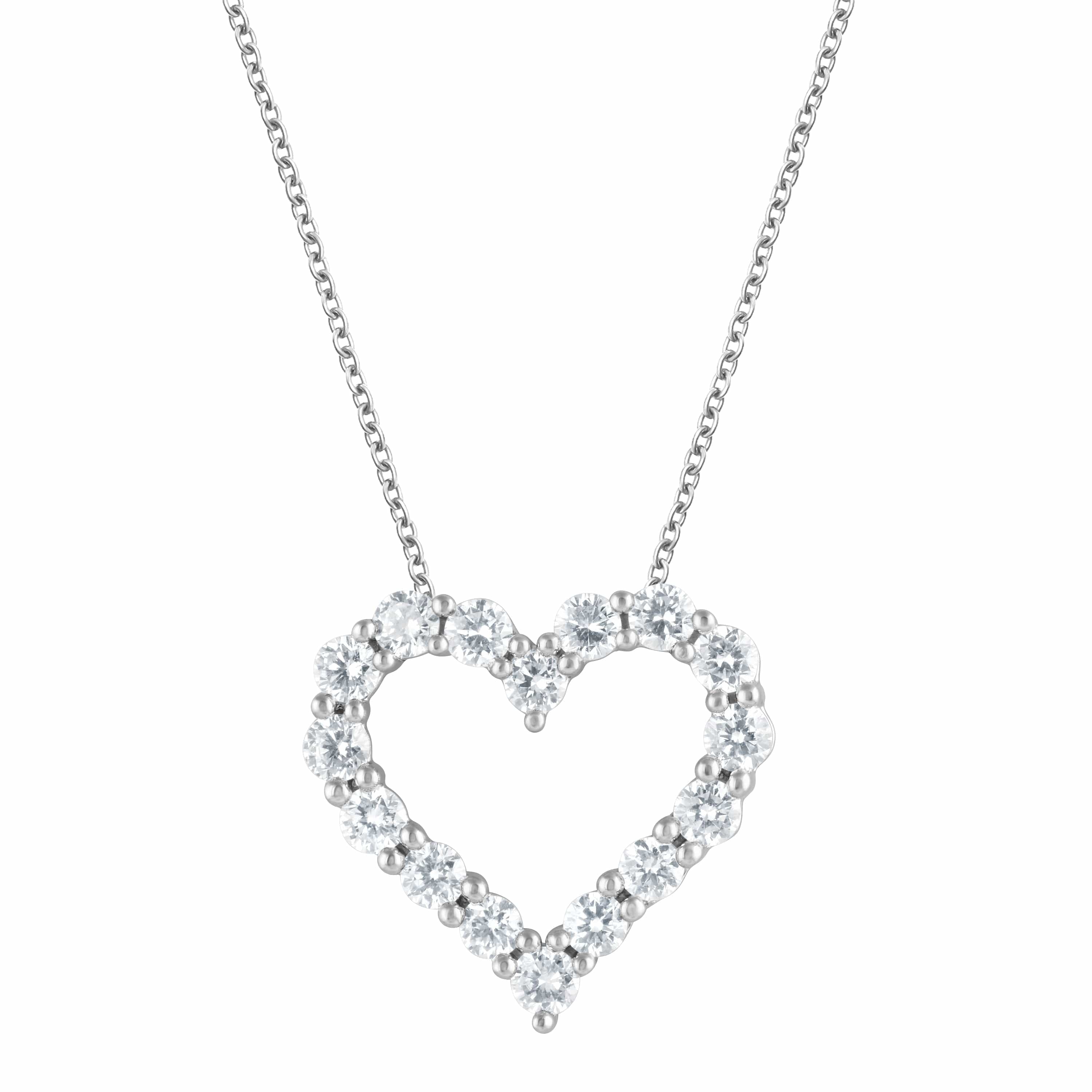 1 Carat Lab Grown Diamond Heart Sterling Silver Necklace