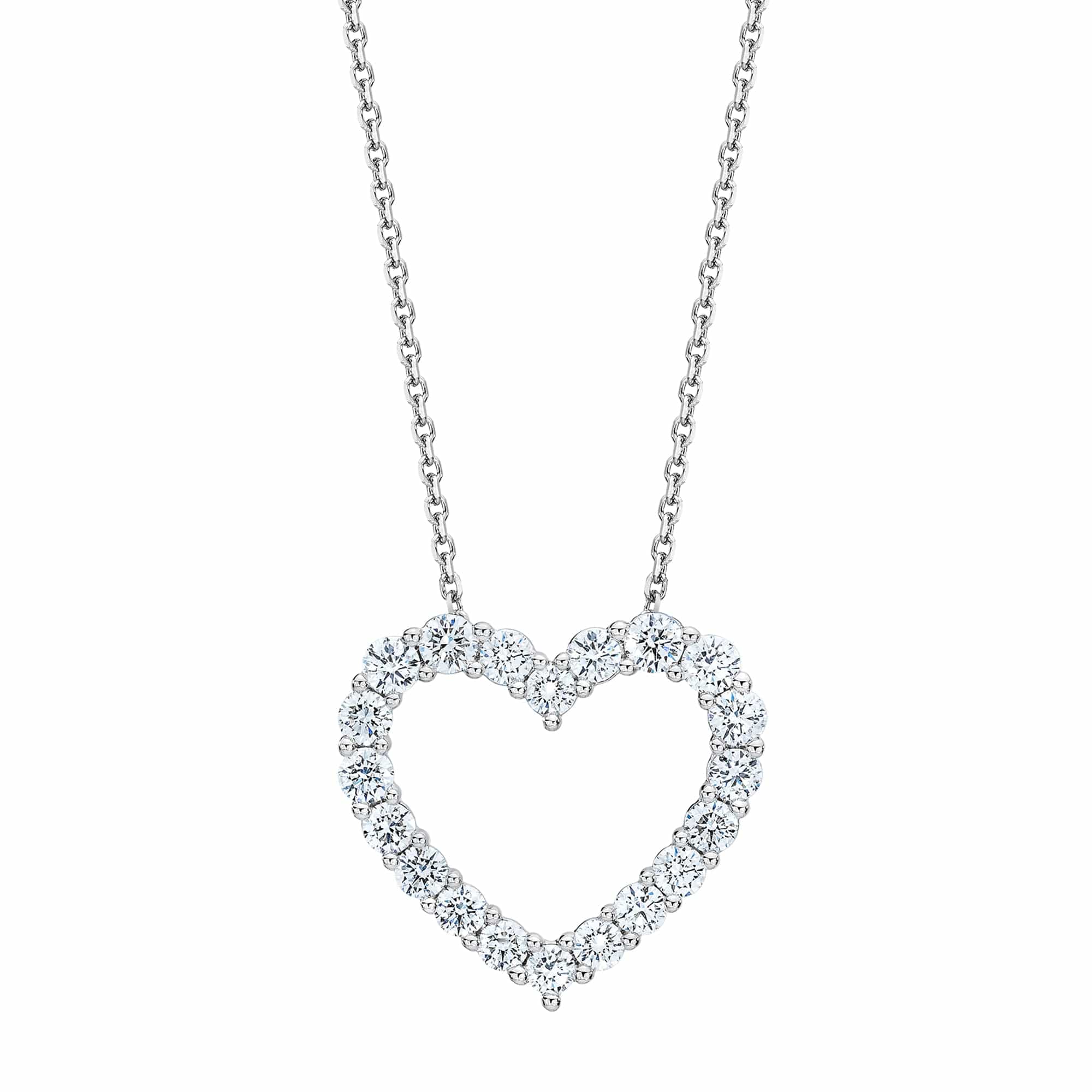 1 Carat Lab Grown Sterling Silver Diamond Heart Pendant Necklace