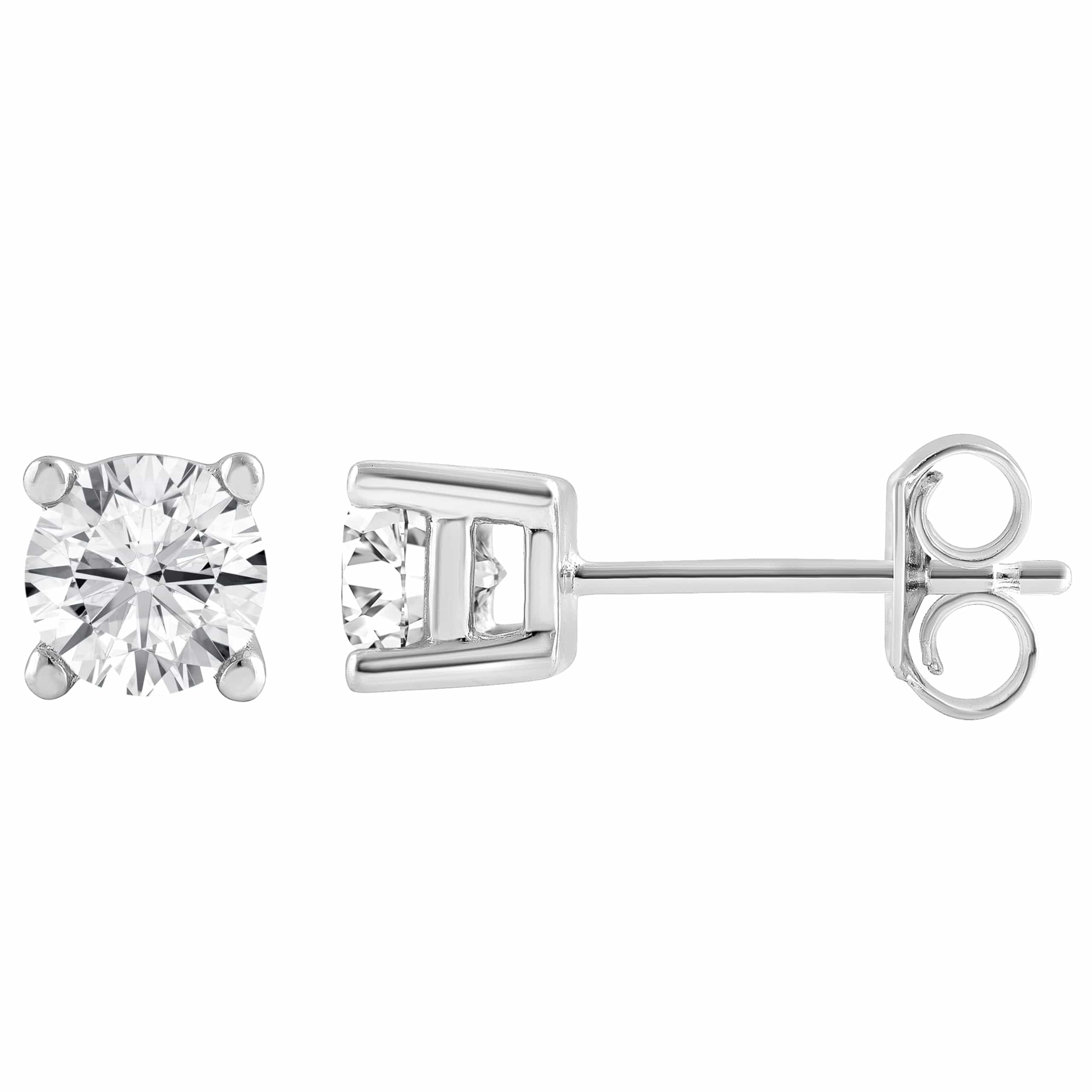 1 Carat Lab Grown Sterling Silver And Yellow Gold Plated Silver Diamond Stud Earrings - Image 2