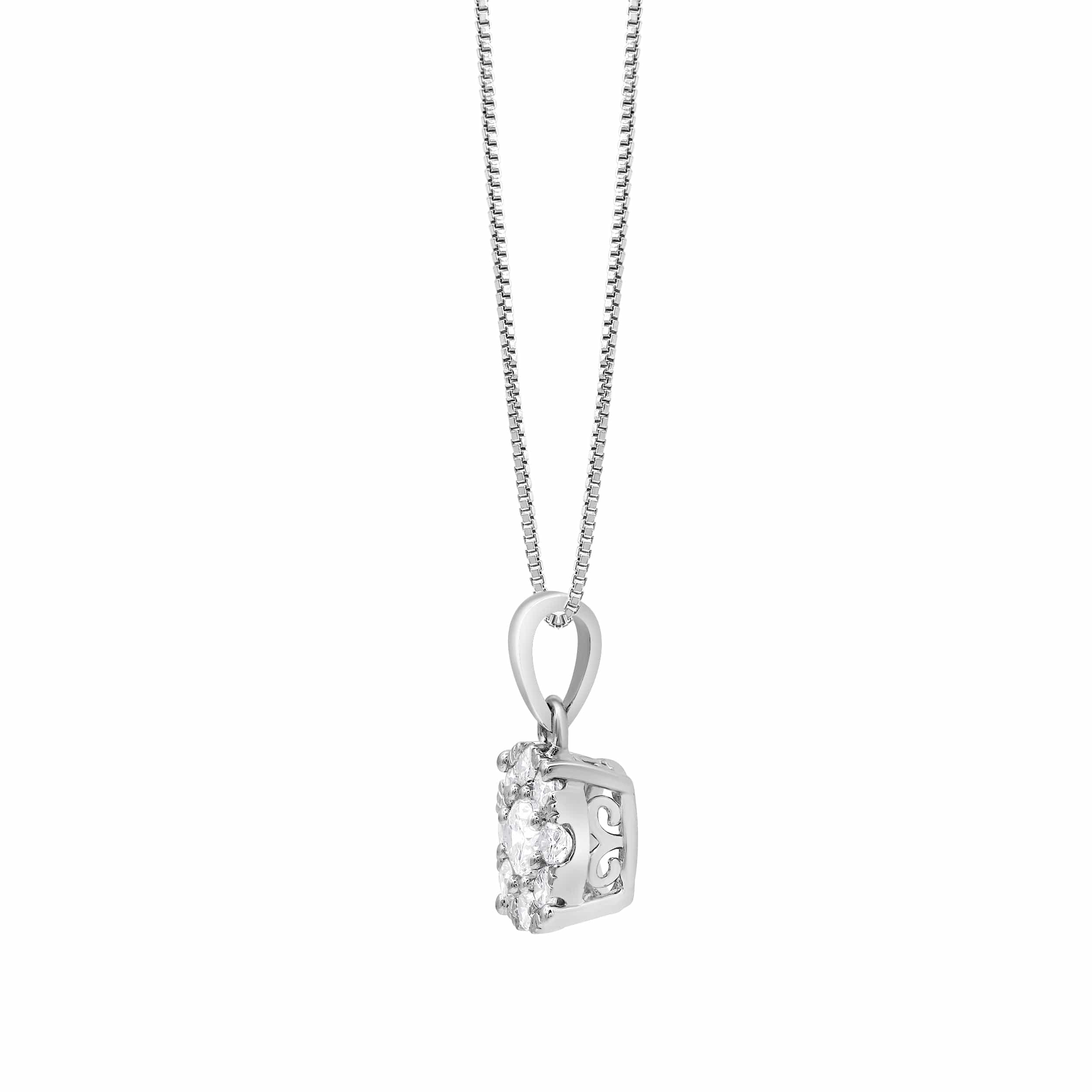 0.50 Carat Lab Grown Round Cluster Diamond Pendant Sterling Silver Necklace - Image 2