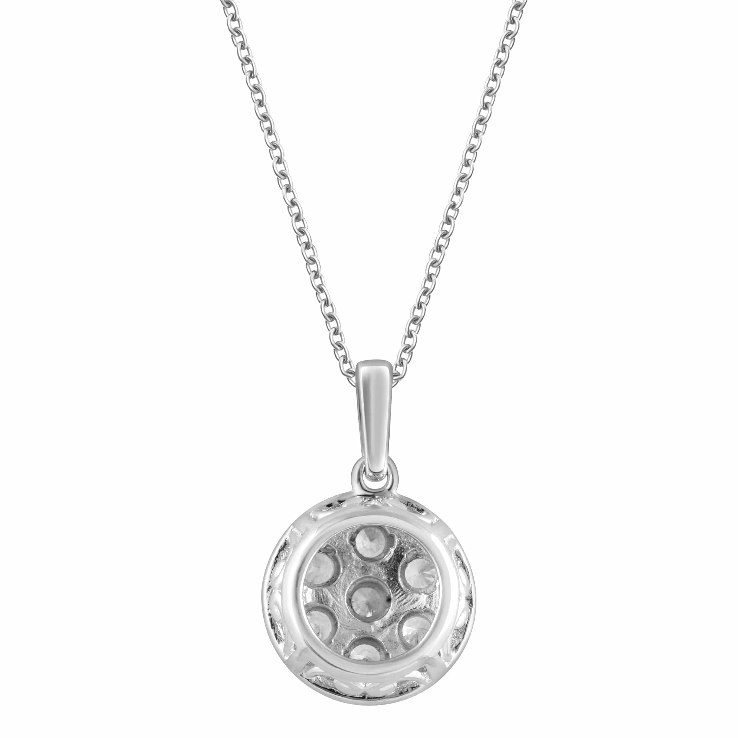 0.25 Carat Lab Grown Round Cluster Diamond Pendant Necklace In Sterling Silver - Image 3
