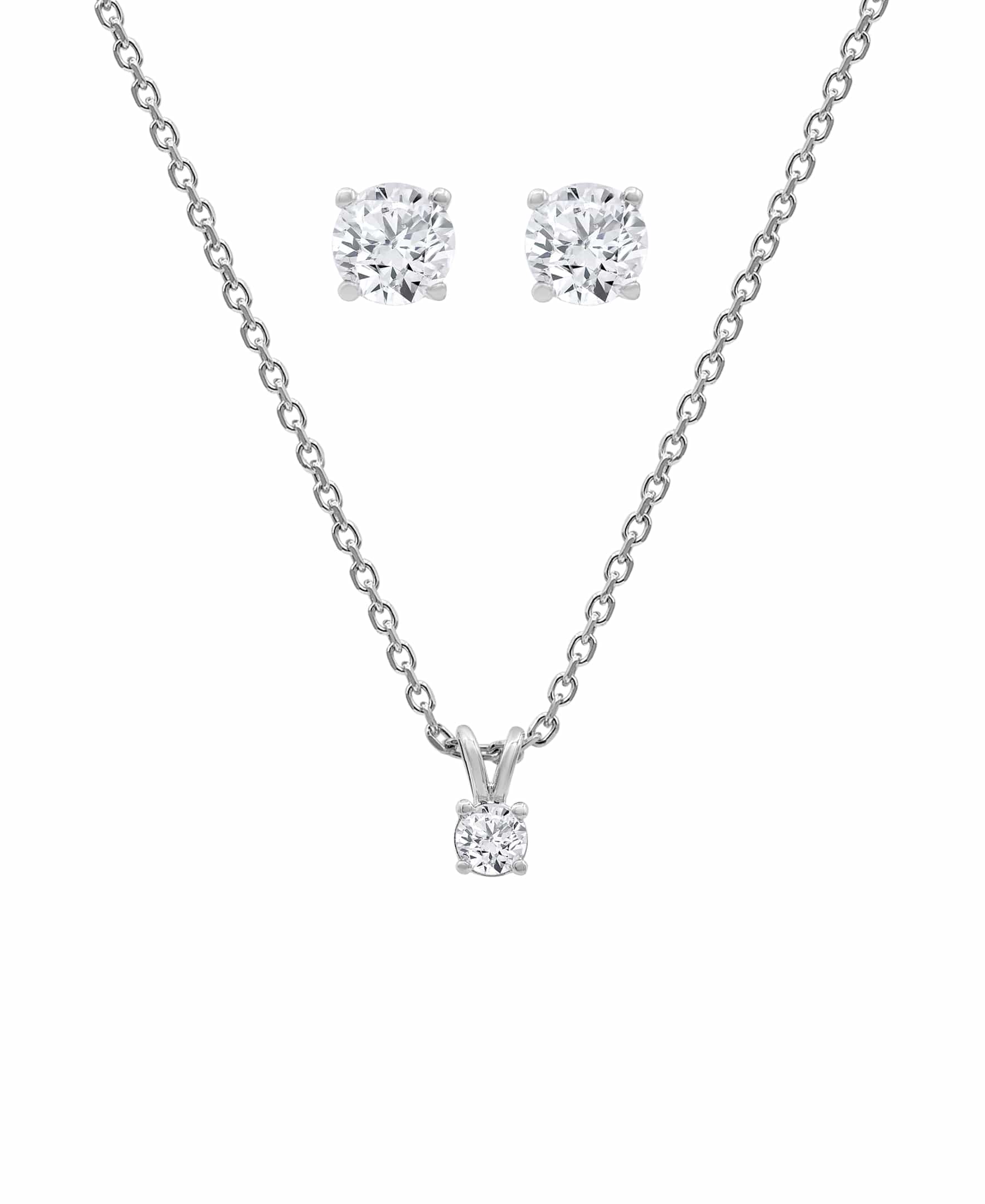 0.50 Carat Lab Grown Round Cut Solitaire Diamond Necklace Set