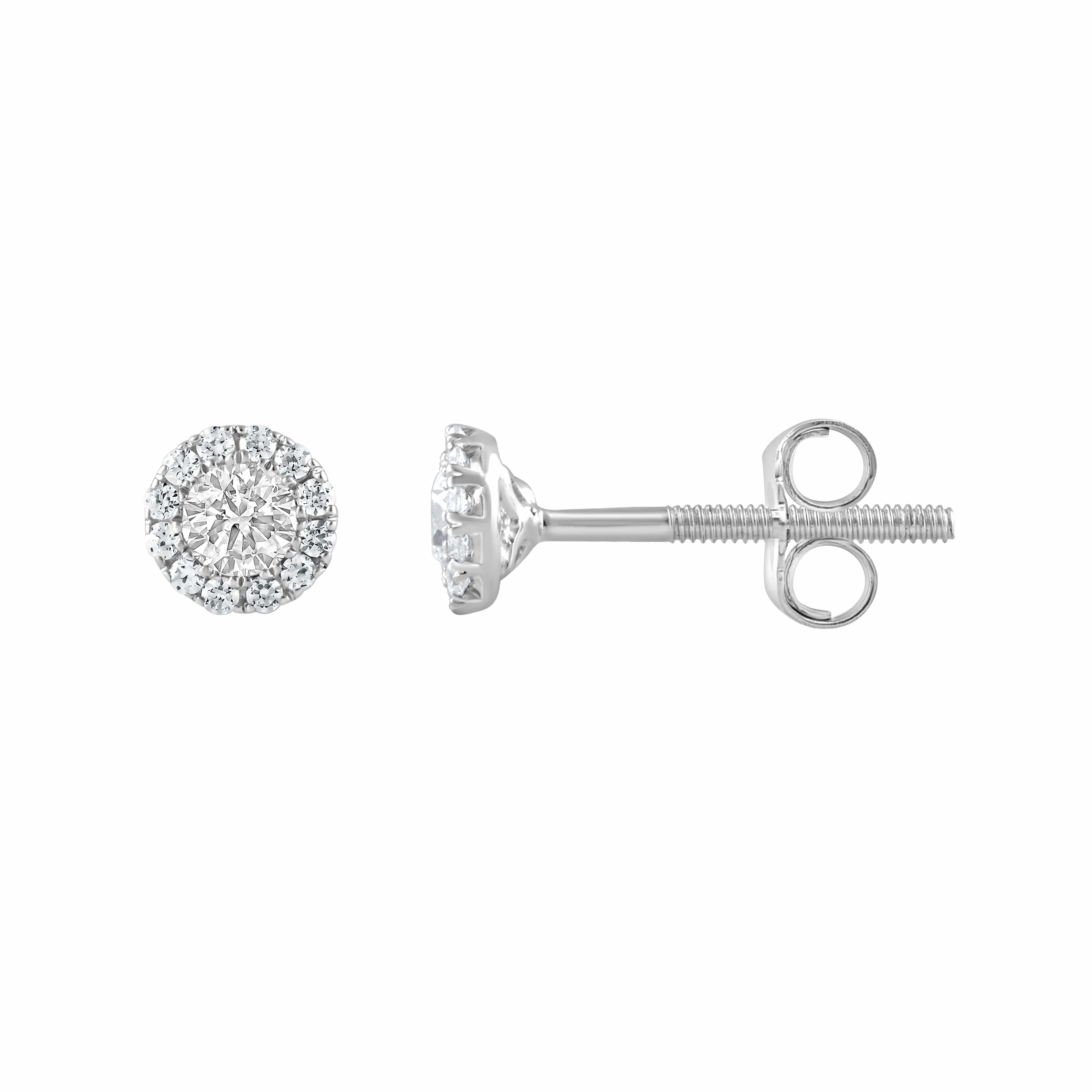 0.50 Carat Lab Grown Sterling Silver Diamond Halo Necklace And Earrings Set - Image 3