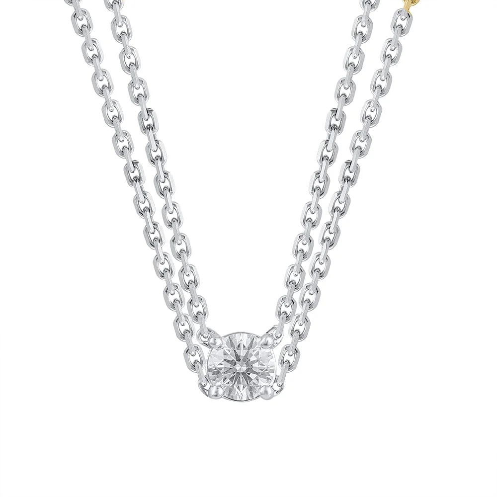 0.60 Carat Lab Grown Round Solitaire Diamond Necklace In Sterling Silver - Image 2