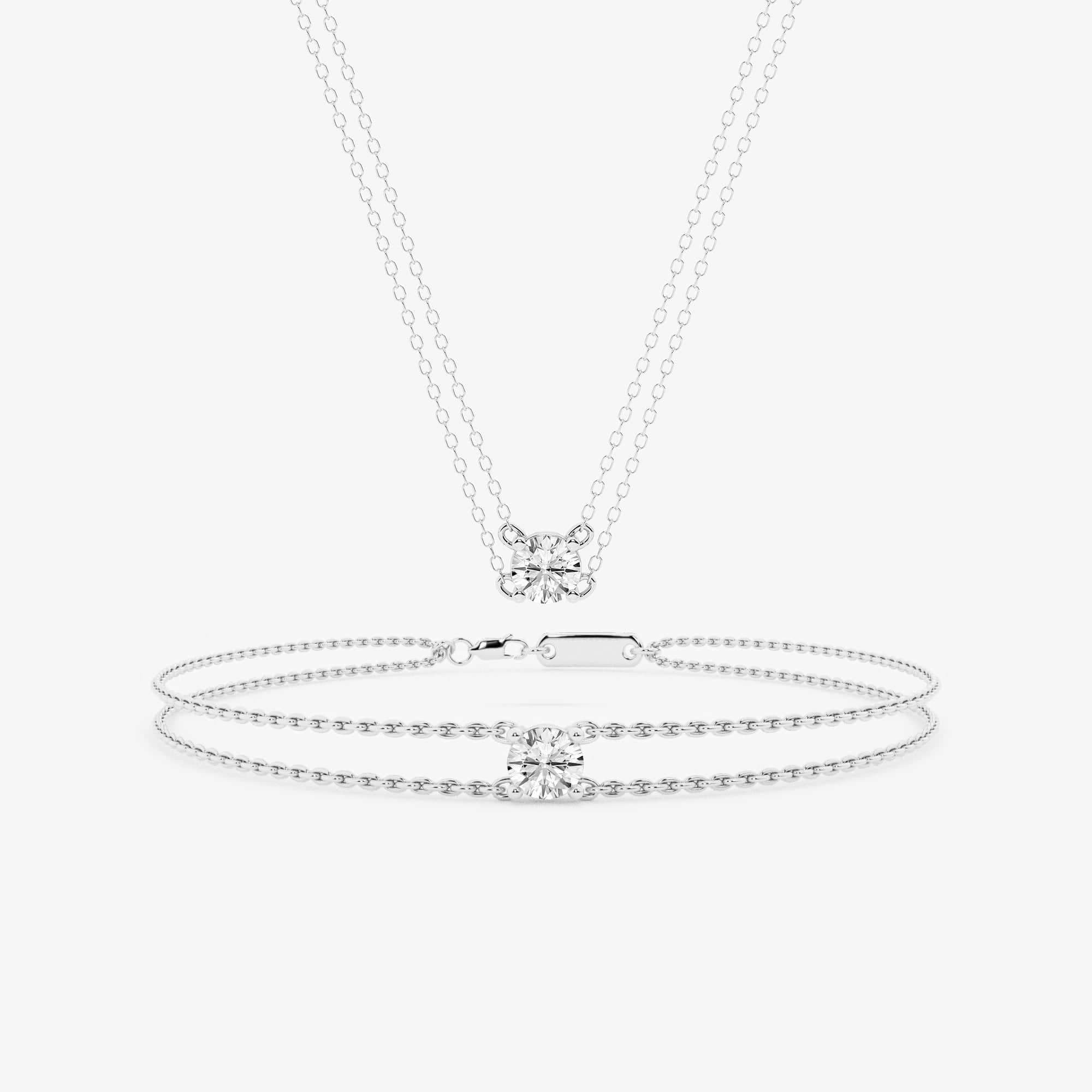 0.60 Carat Lab Grown Round Solitaire Diamond Necklace In Sterling Silver - Image 3