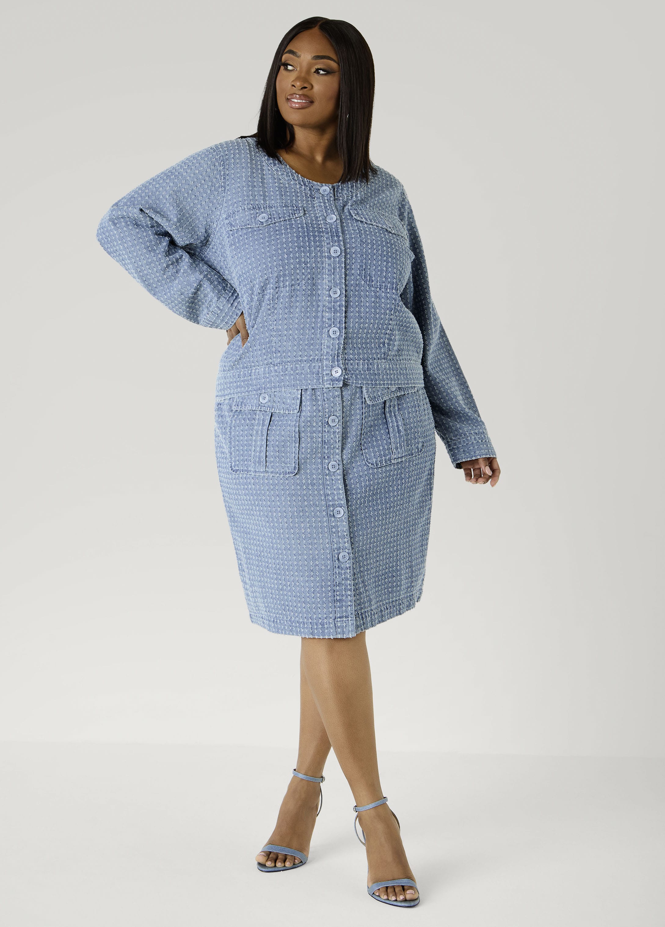 Textured Denim Jacket - Image 5