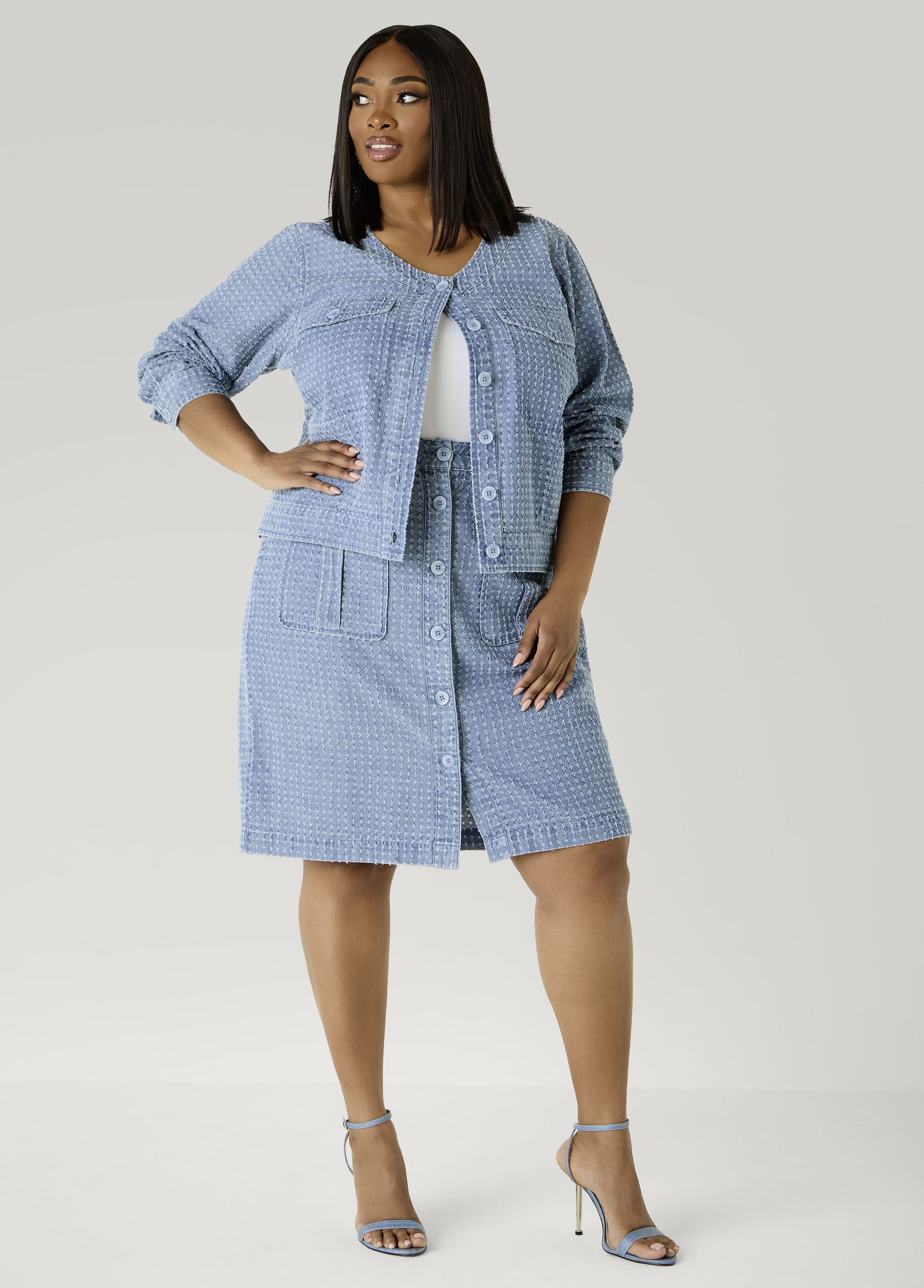 Textured Denim Jacket - Image 6
