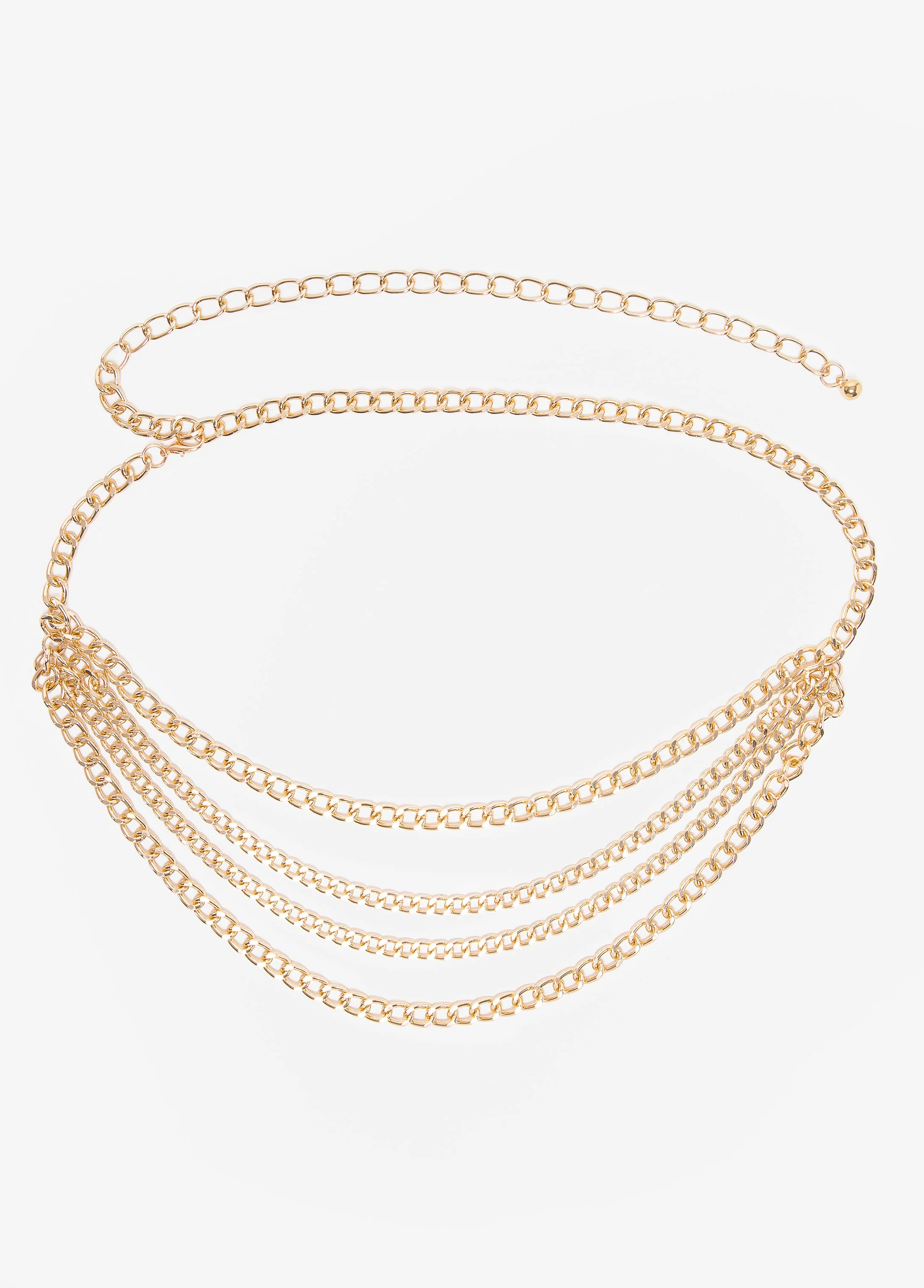Layered Gold Tone Chain Belt - Image 3