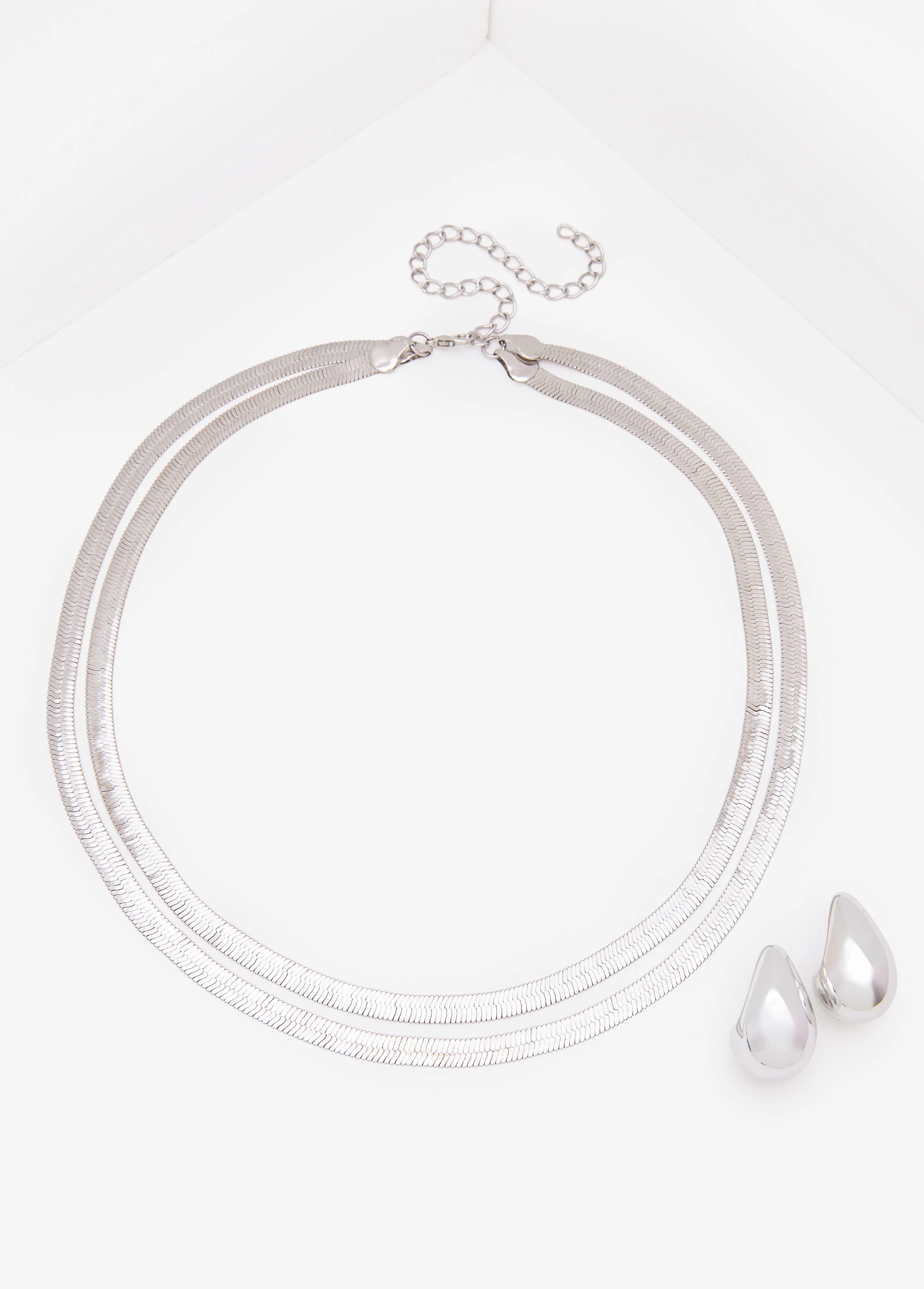 Layered Herringbone Necklace Set - Image 2