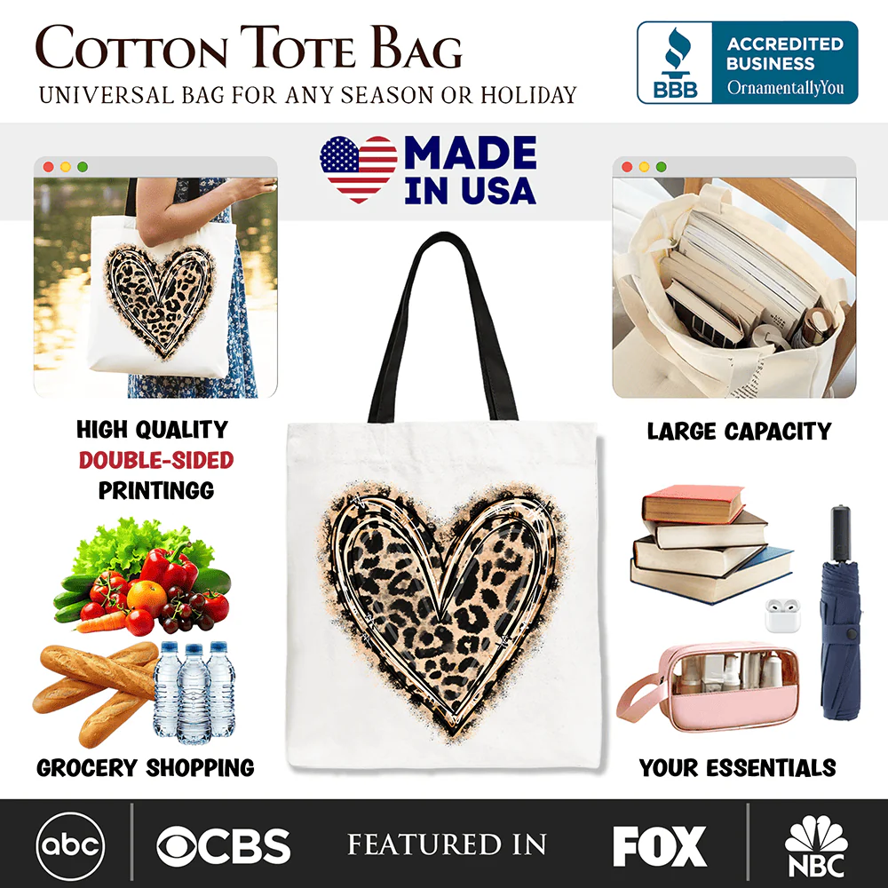 Leopard Heart Valentine Tote Bag - Image 5