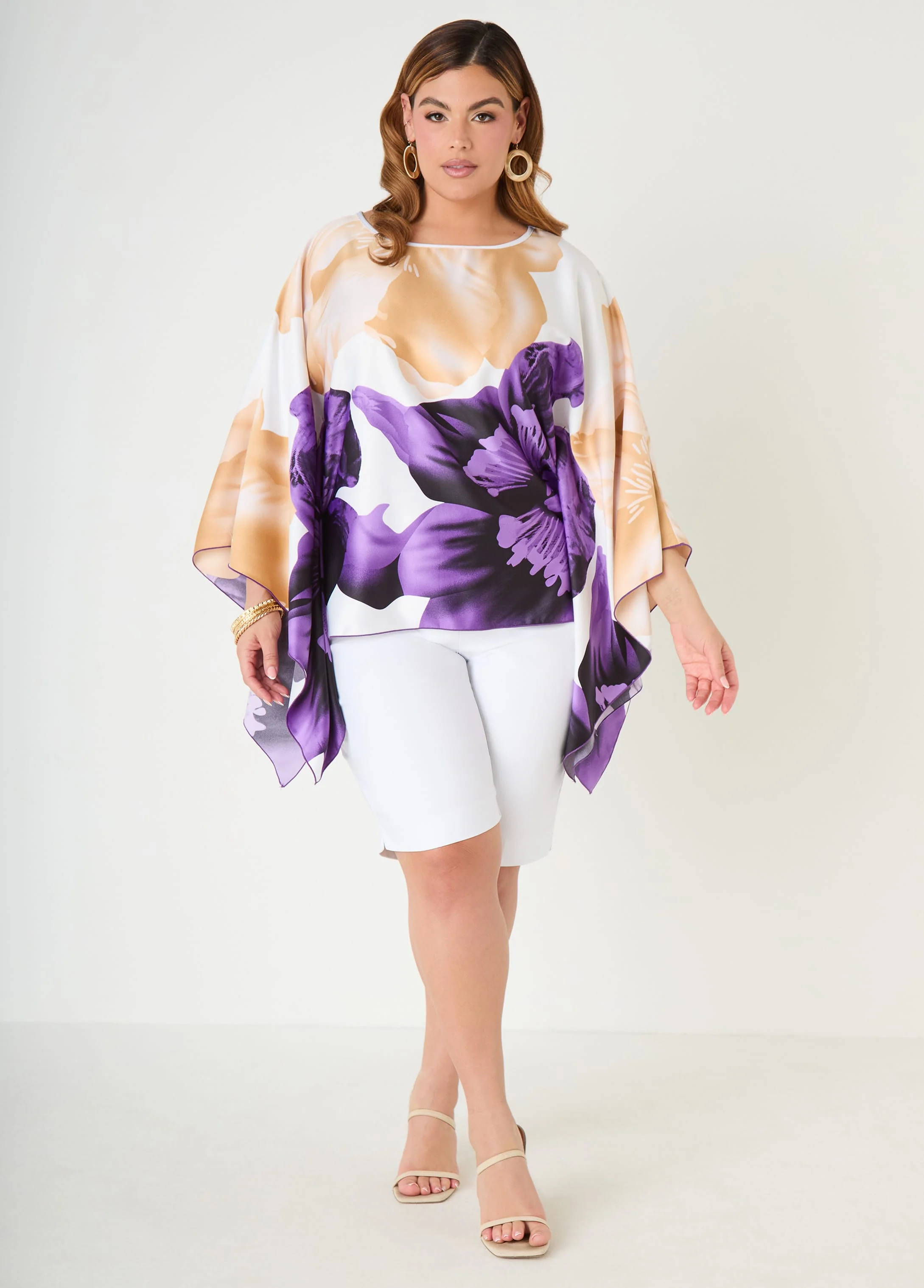 Draped Sleeve Floral Print Tunic