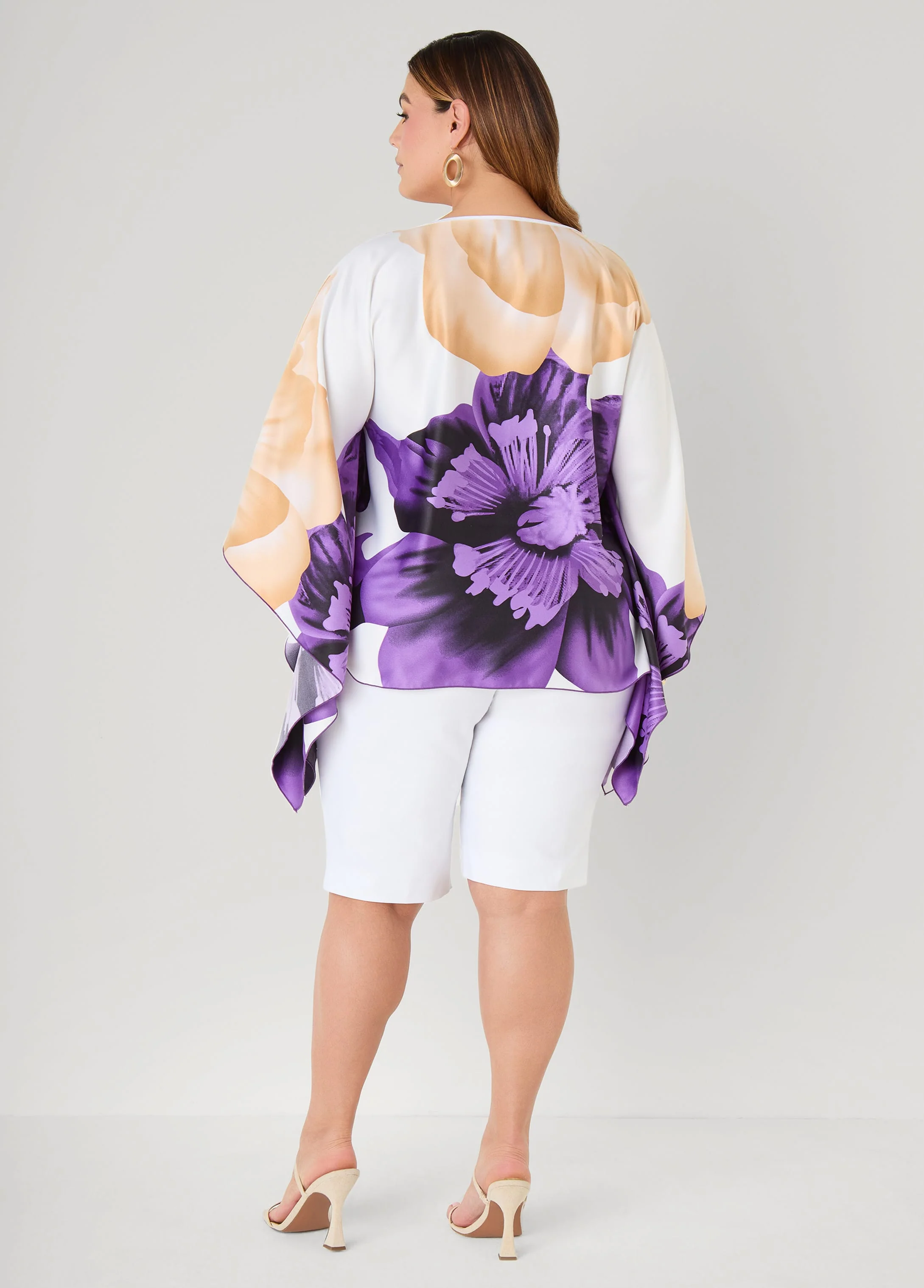 Draped Sleeve Floral Print Tunic - Image 2