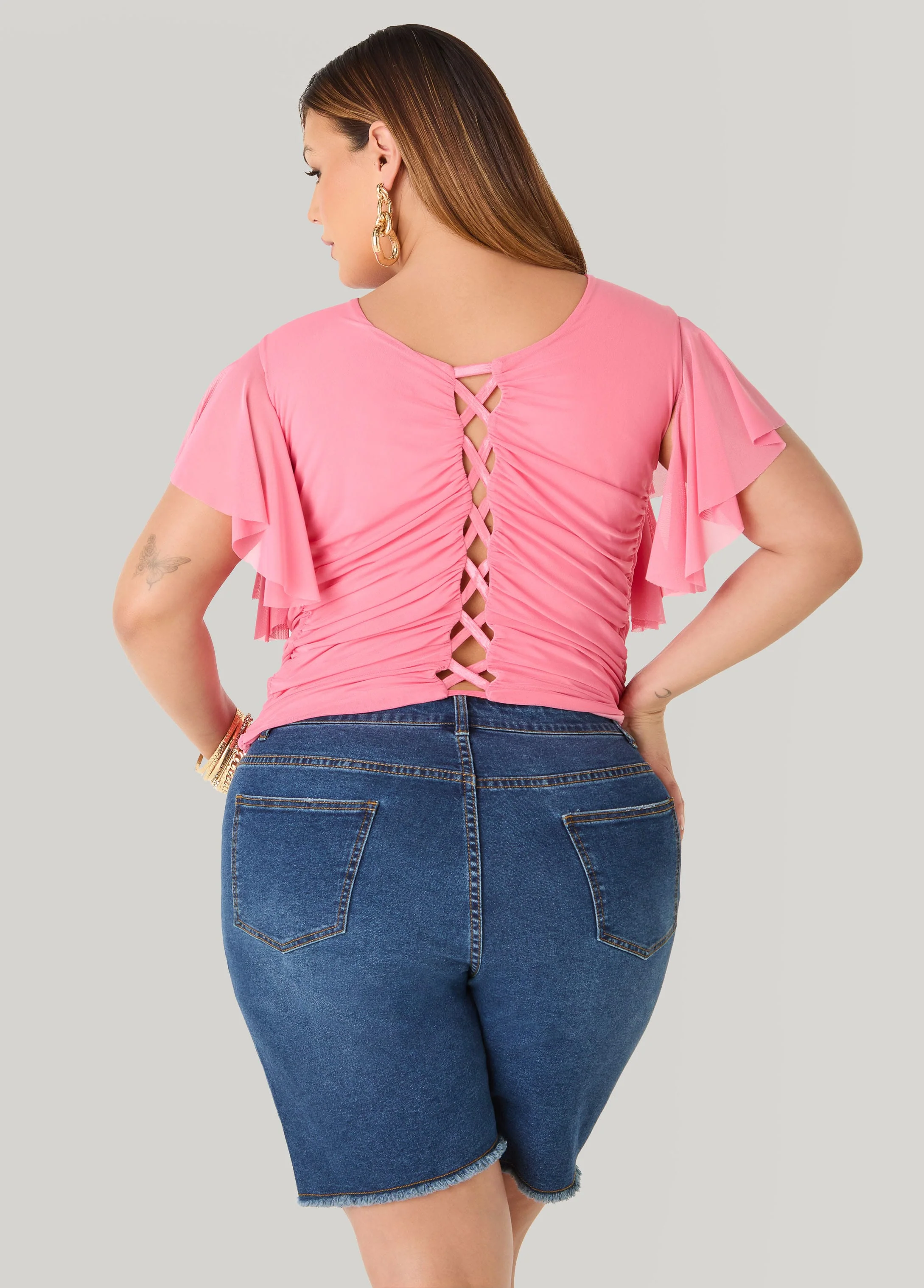 Ruched Mesh Bustier Top - Image 2