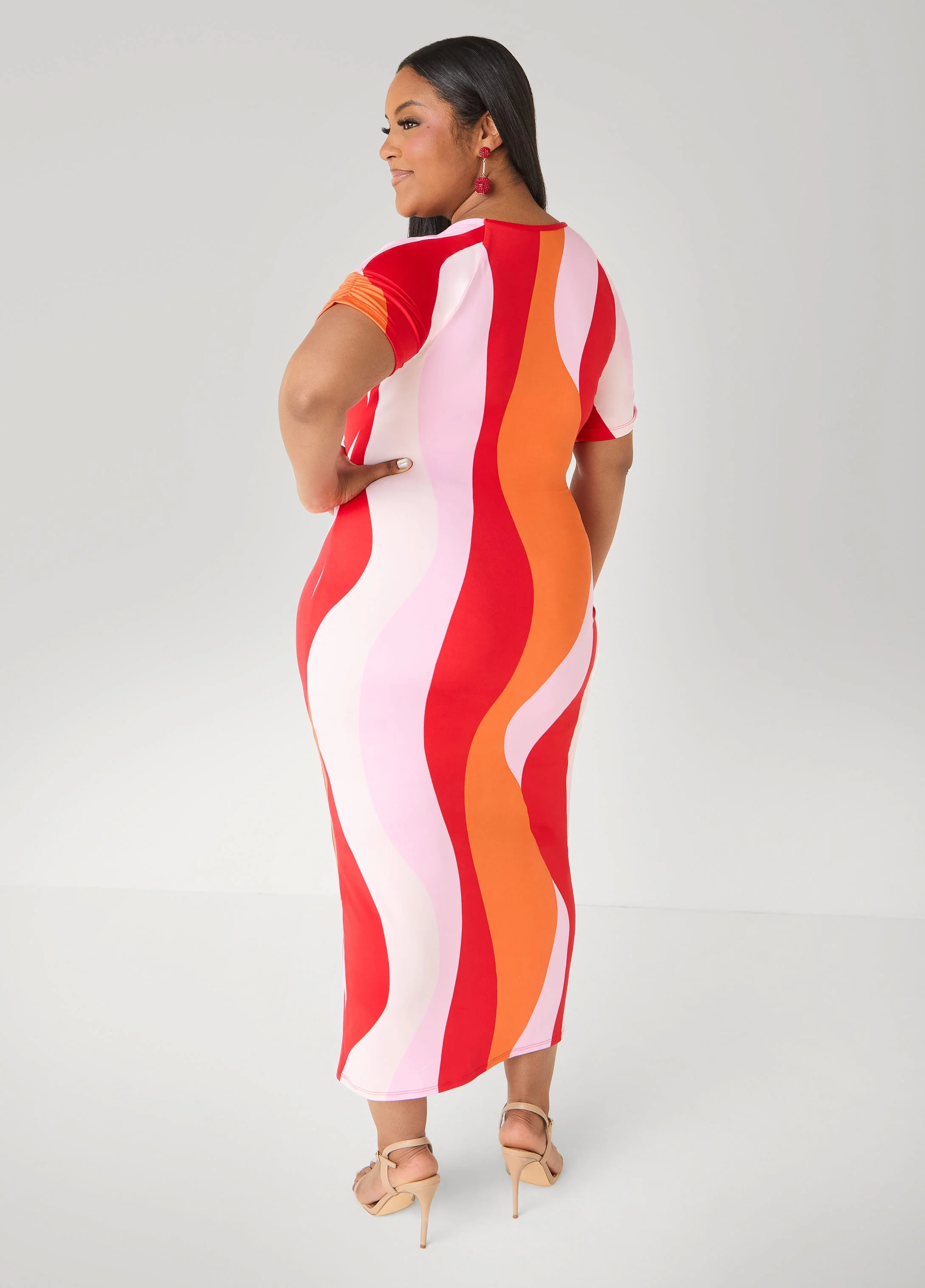 Ruched Swirl Print Maxi Dress - Image 2
