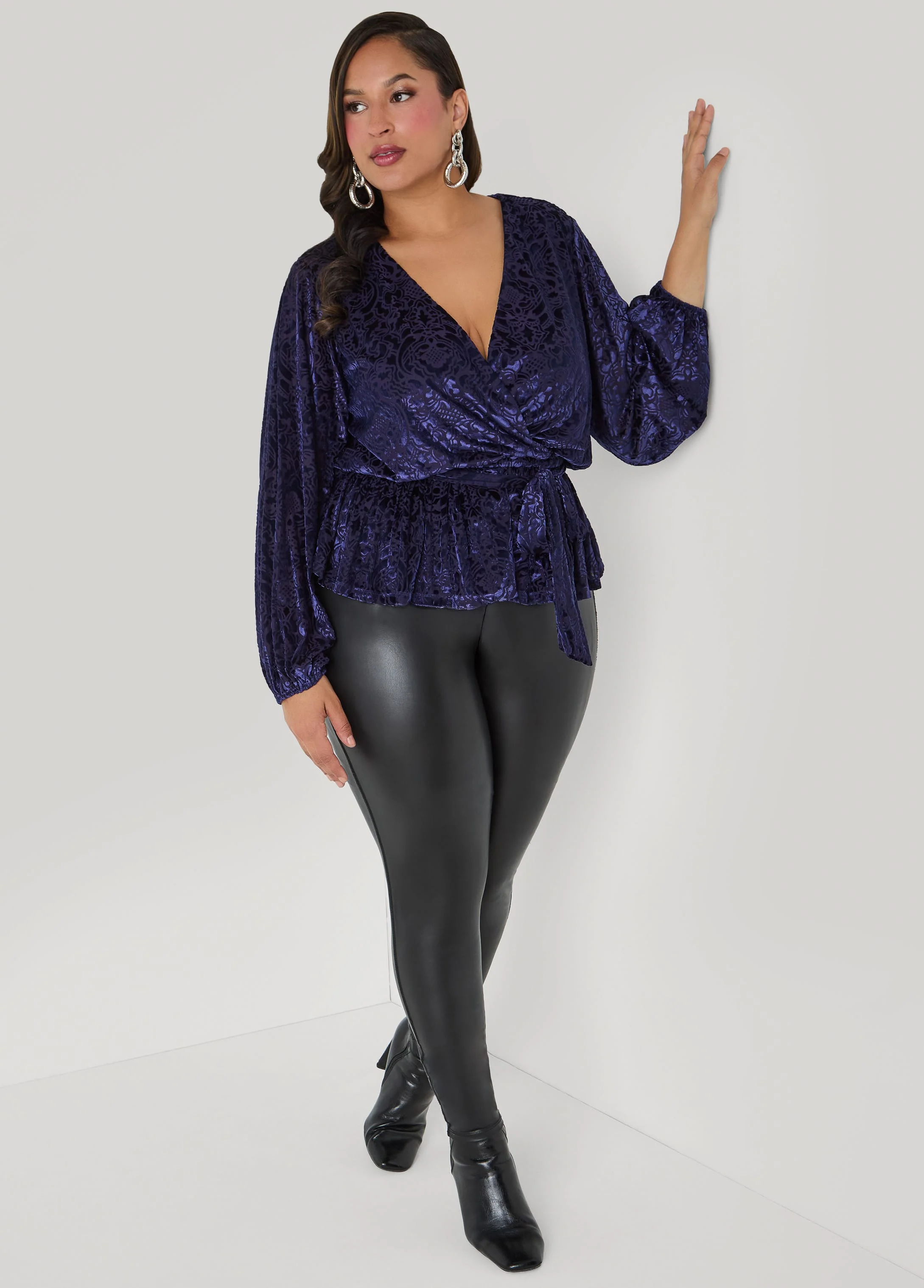 Burnout Velvet Faux Wrap Top - Image 4