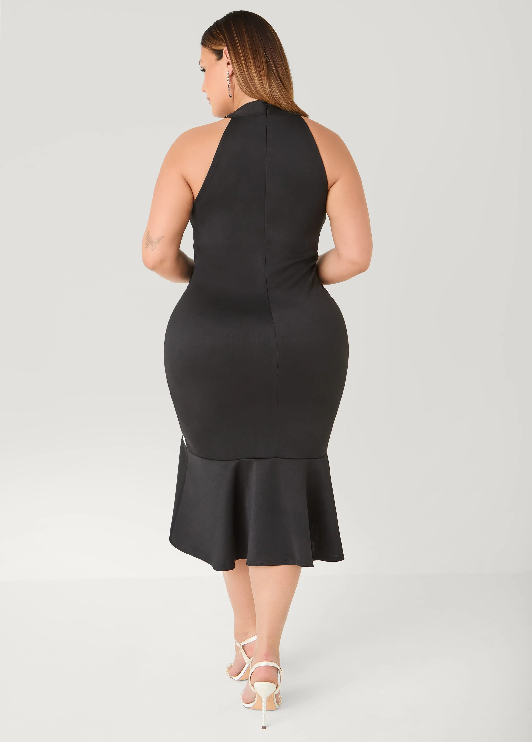 Two Tone High Neck Midi Dress - Image 2