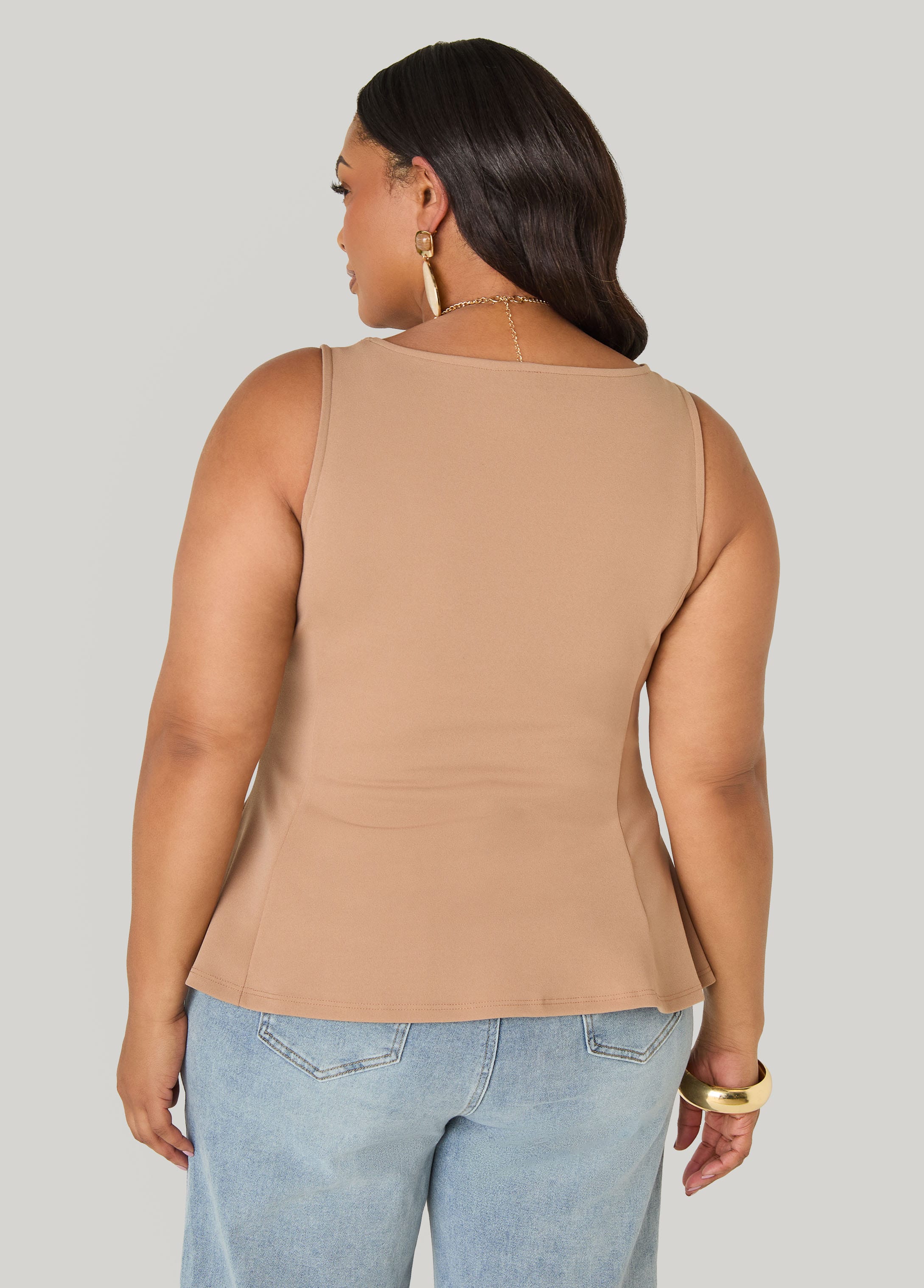 Stretch Crepe Peplum Top - Image 10