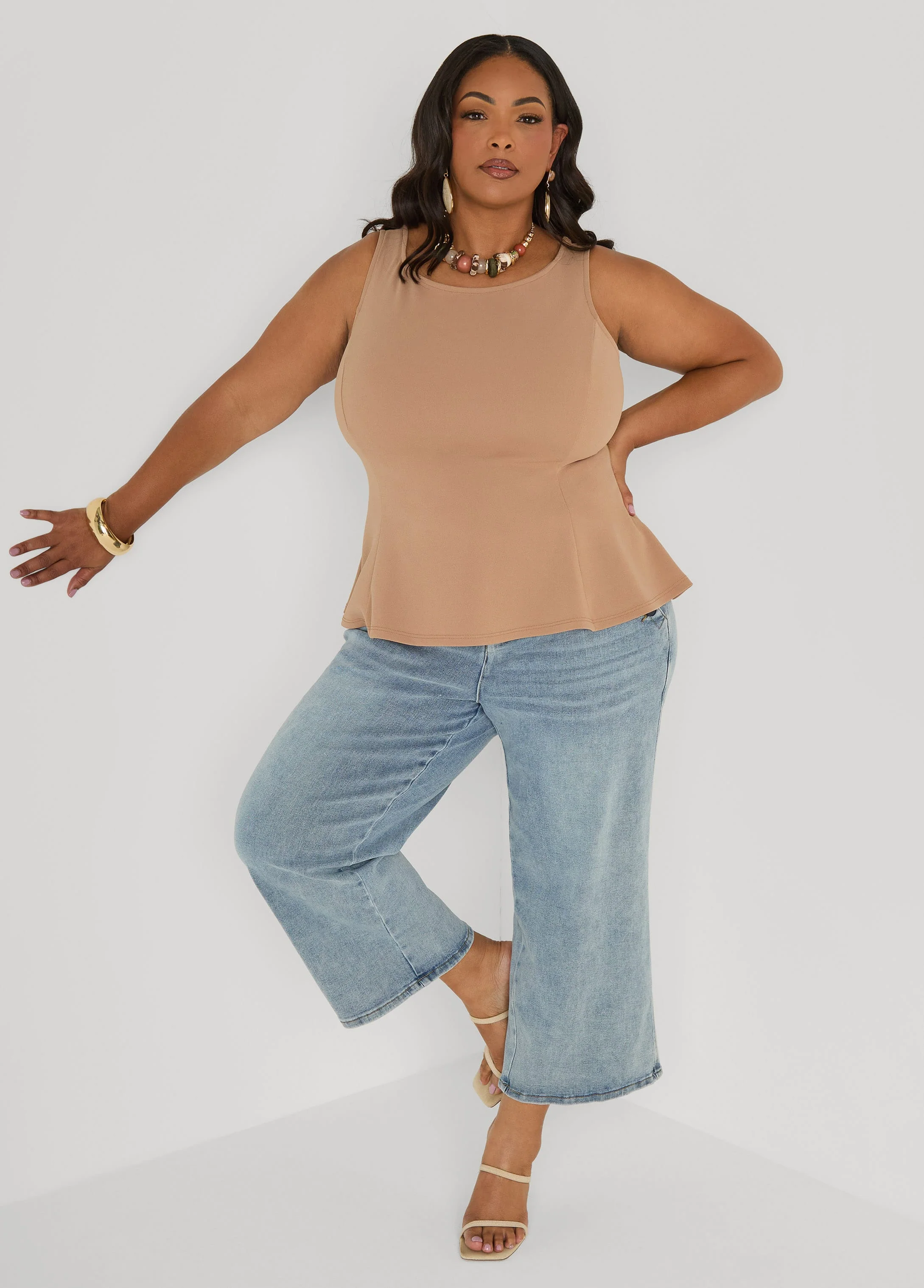Stretch Crepe Peplum Top - Image 11