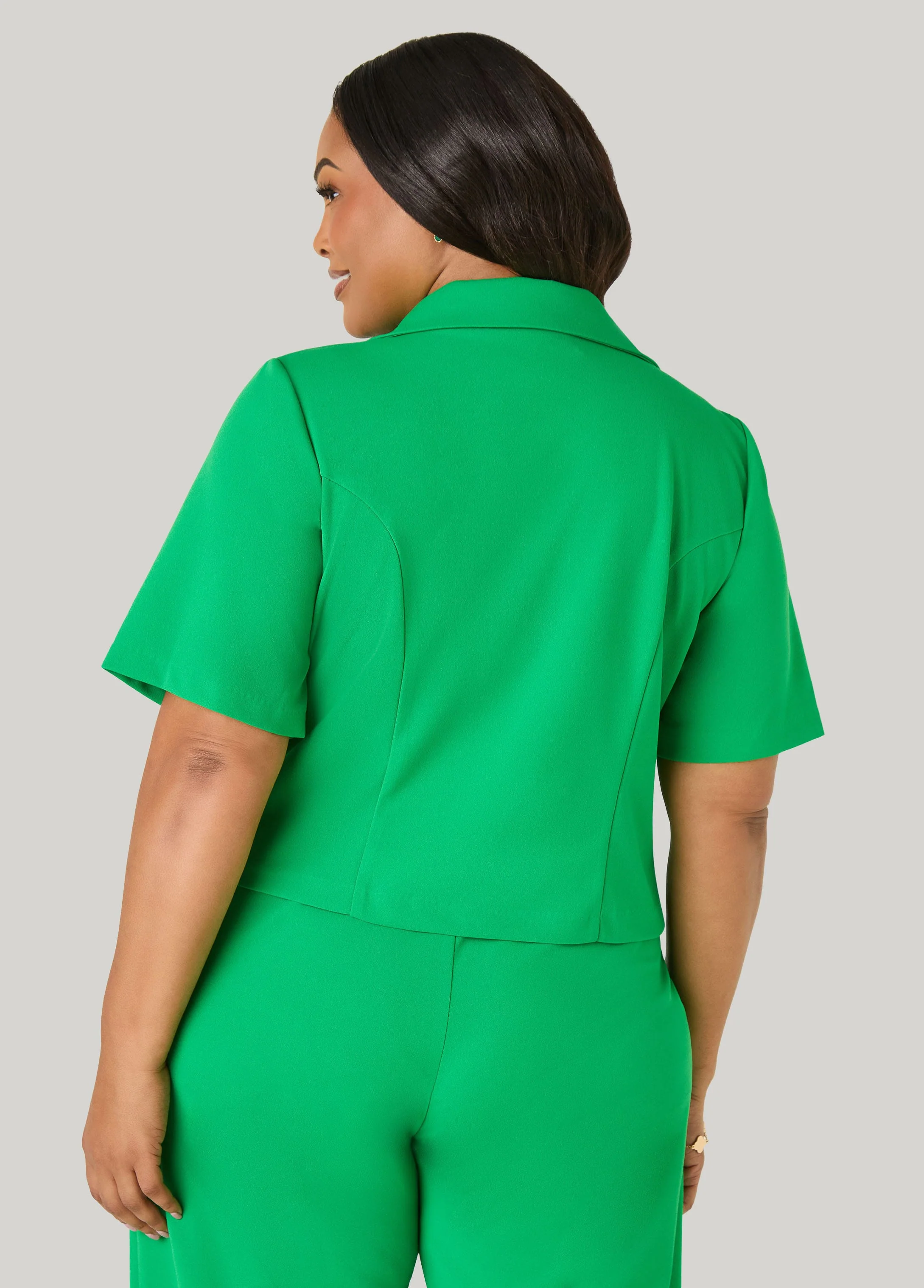 Cropped Crepe Blazer - Image 11