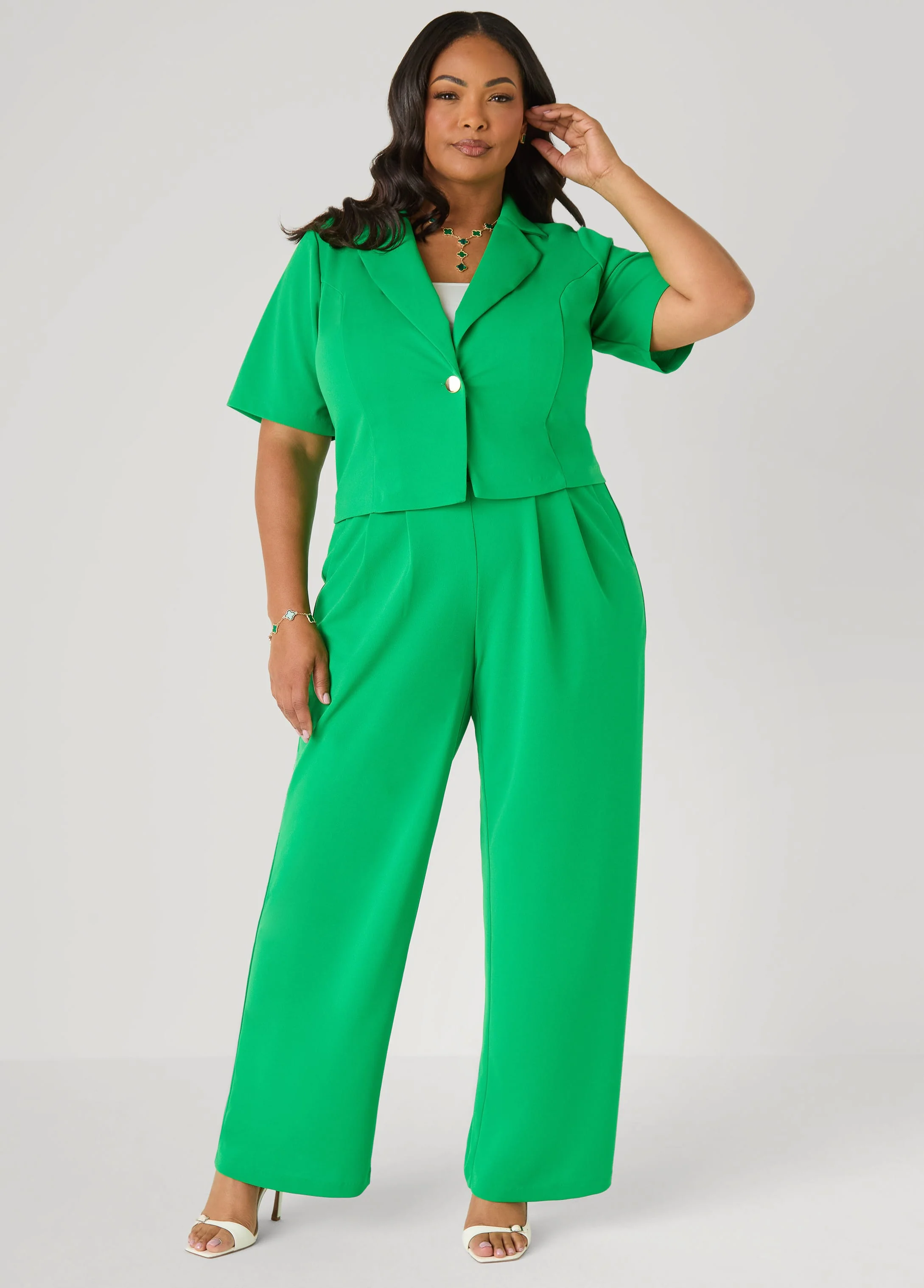 Cropped Crepe Blazer - Image 12