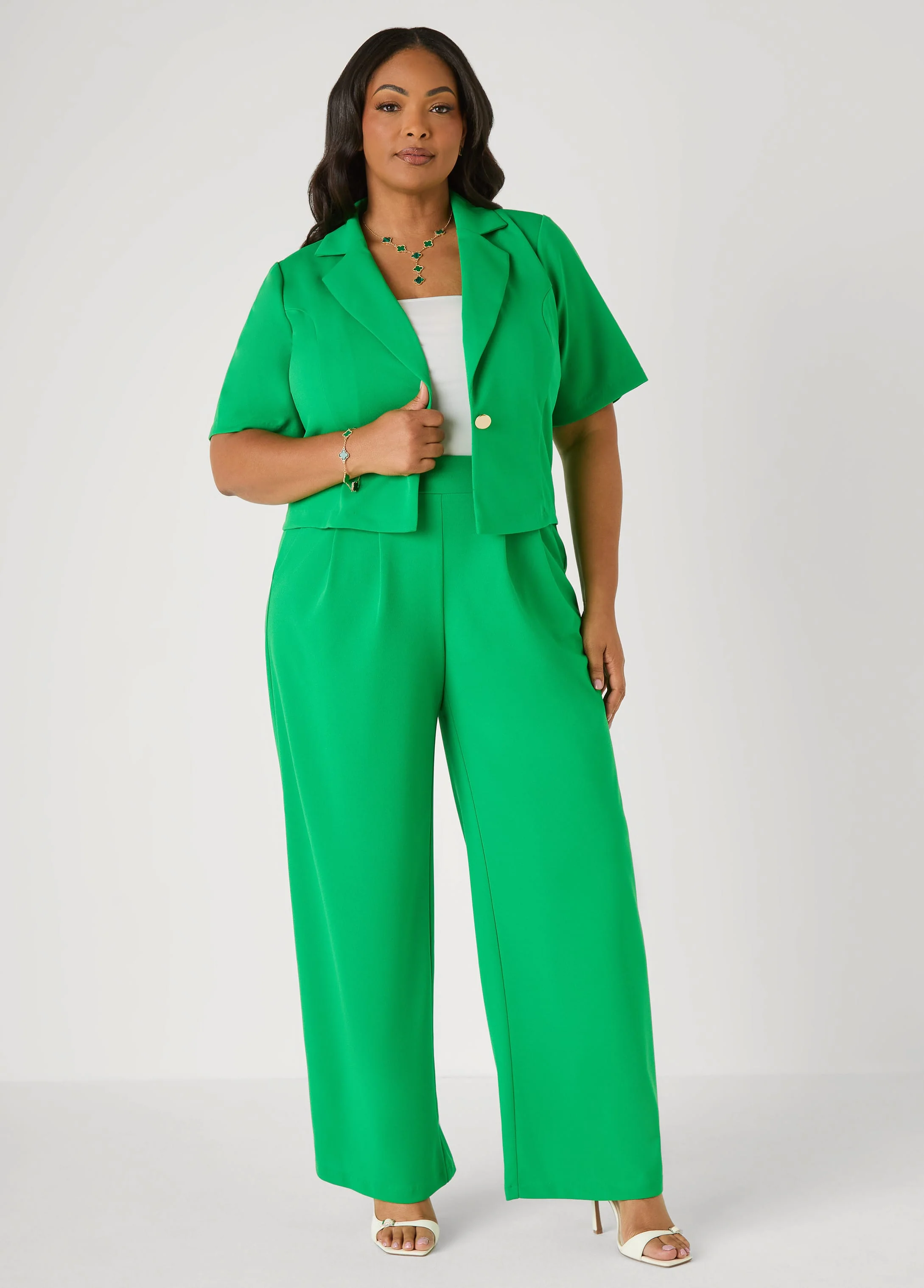 Cropped Crepe Blazer - Image 13