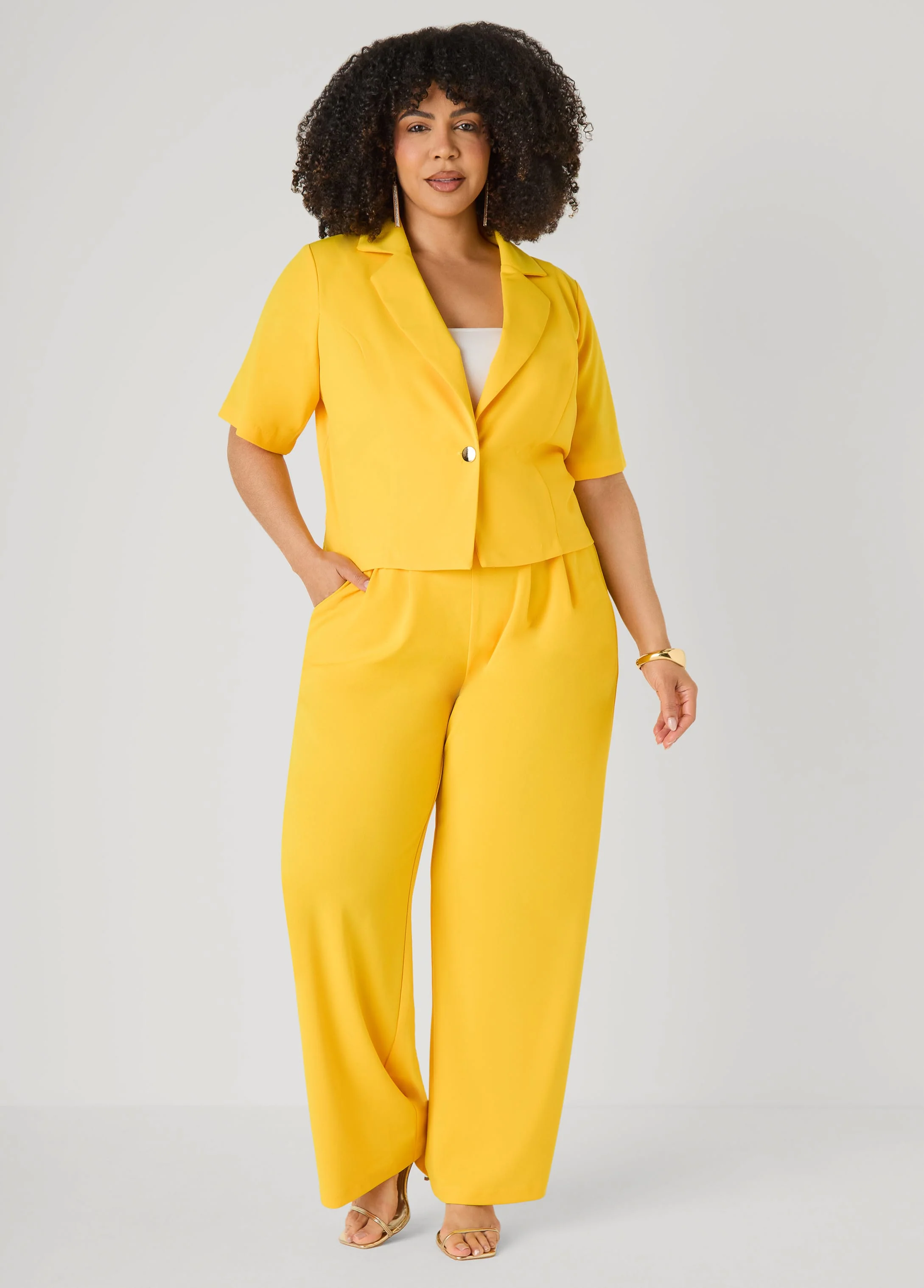 Cropped Crepe Blazer - Image 3