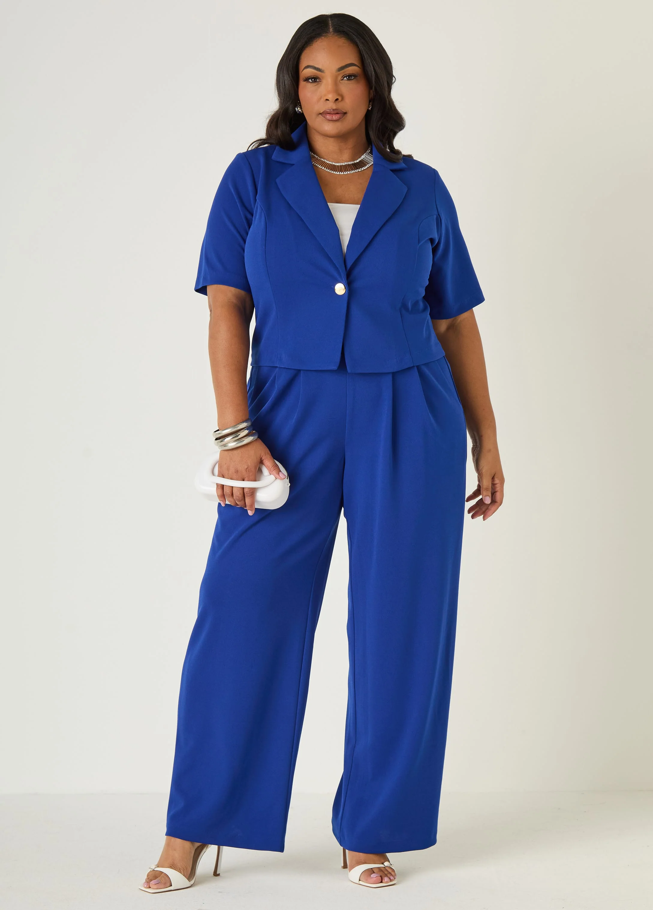 Cropped Crepe Blazer - Image 8