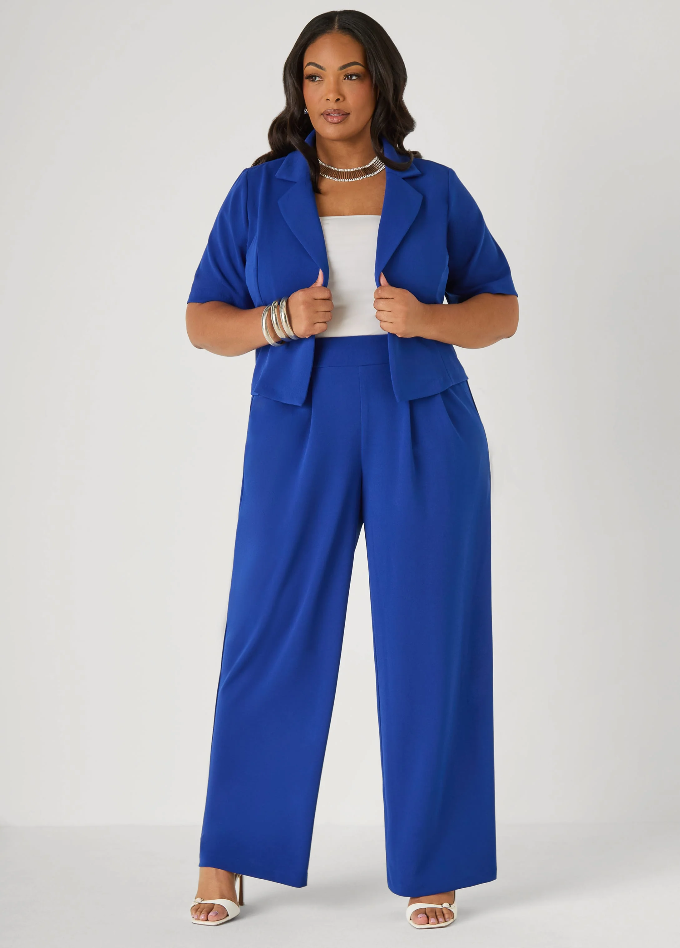 Cropped Crepe Blazer - Image 9